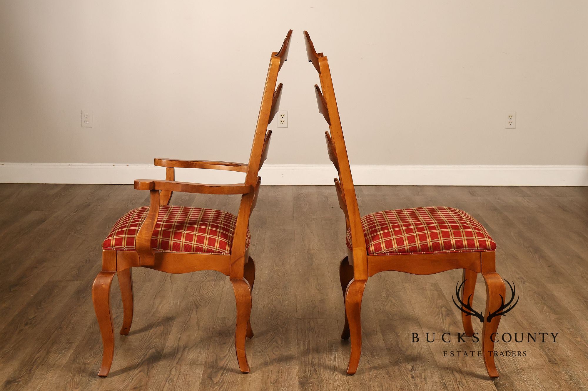 Ethan Allen Legacy Collection Set Of 10 Maple French Country Ladder Back Dining Chairs