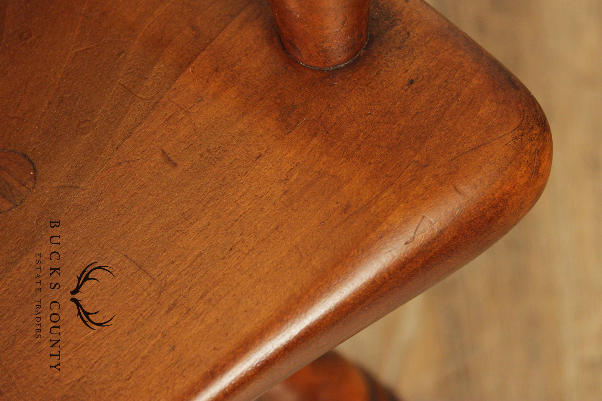Quality Vintage Pair of Mixed Woods Windsor Armchairs