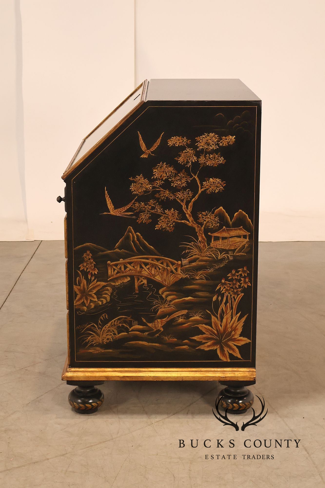 Chinoiserie Decorated Drop Front Secretary Desk