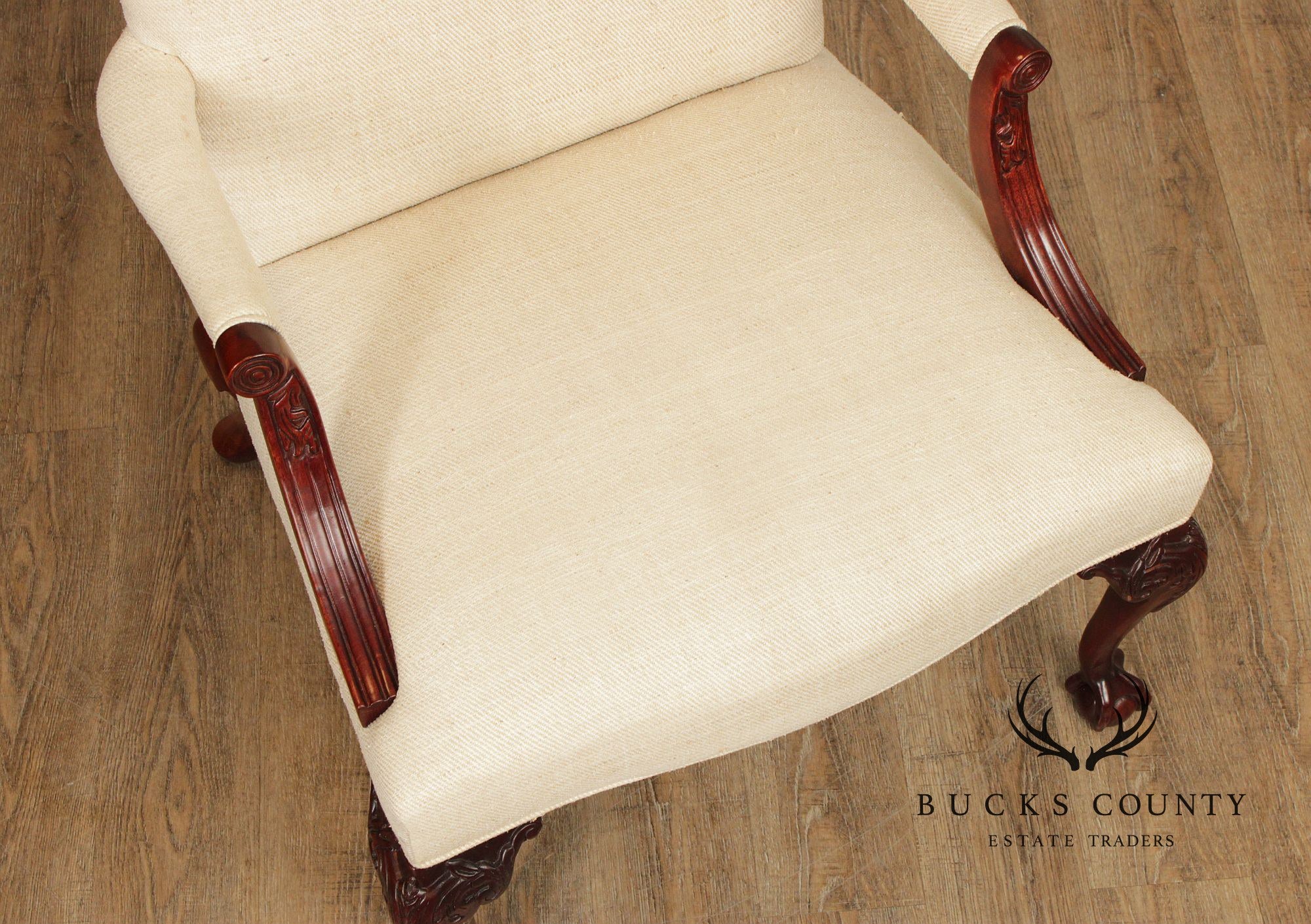 Georgian Style Mahogany Gainsborough Library Armchair