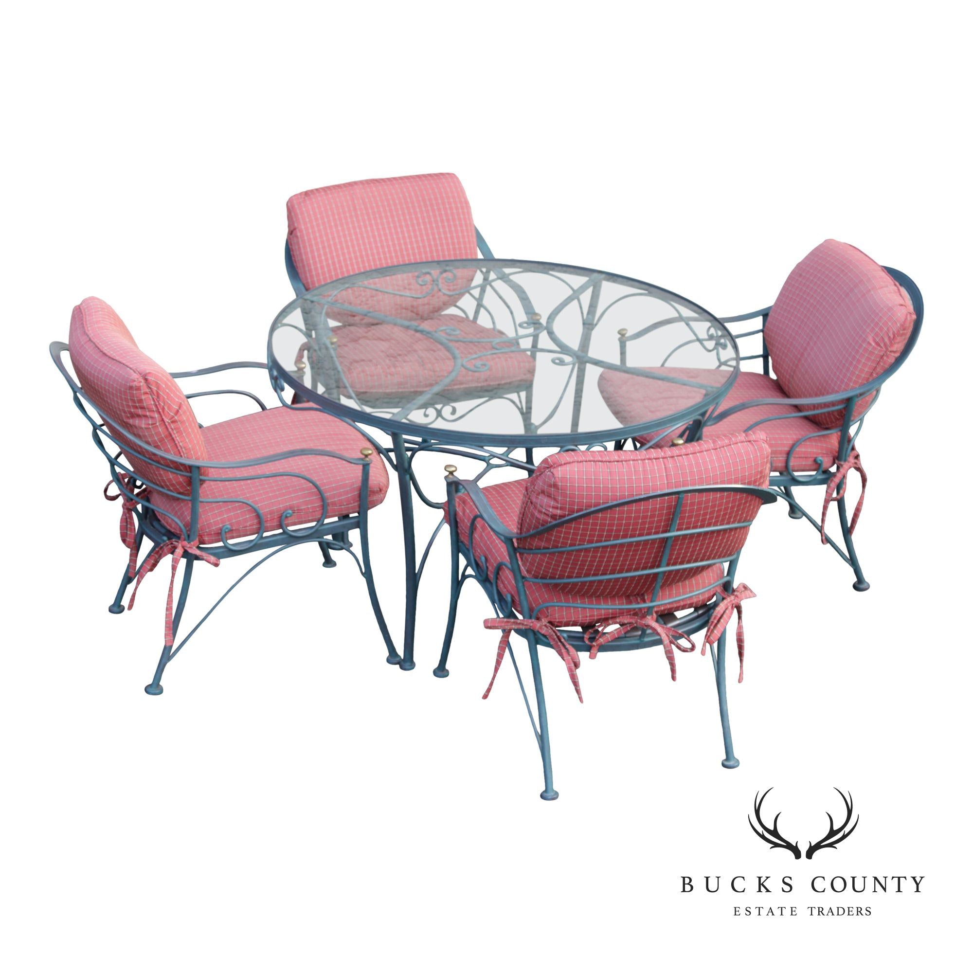 Woodard French Country Wrought Iron Five-Piece Patio Dining Set