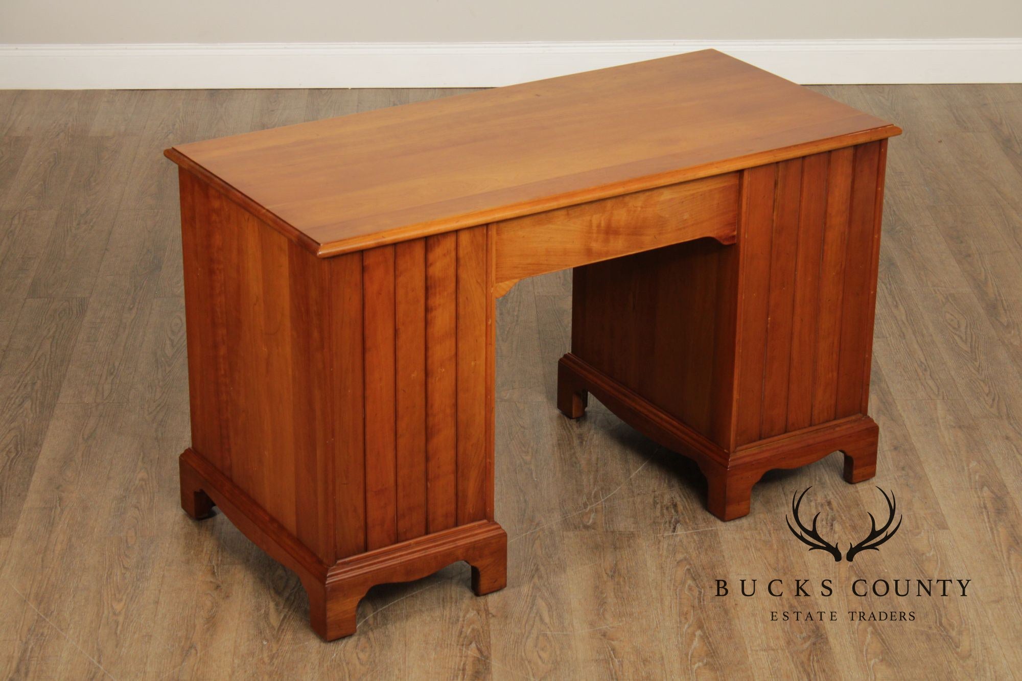 Stickley Chippendale Style Cherry Pedestal Executive Desk