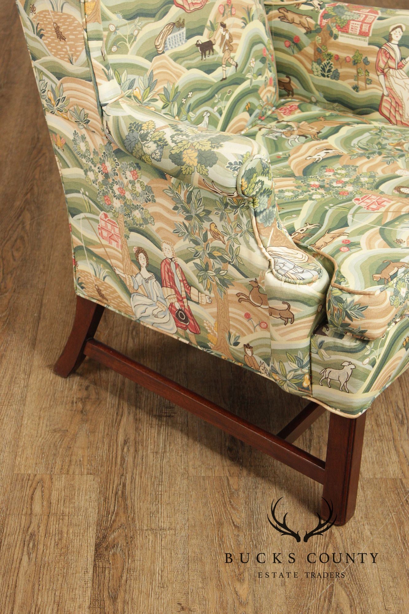 Chippendale Style Pair of Mahogany Wingback Chairs