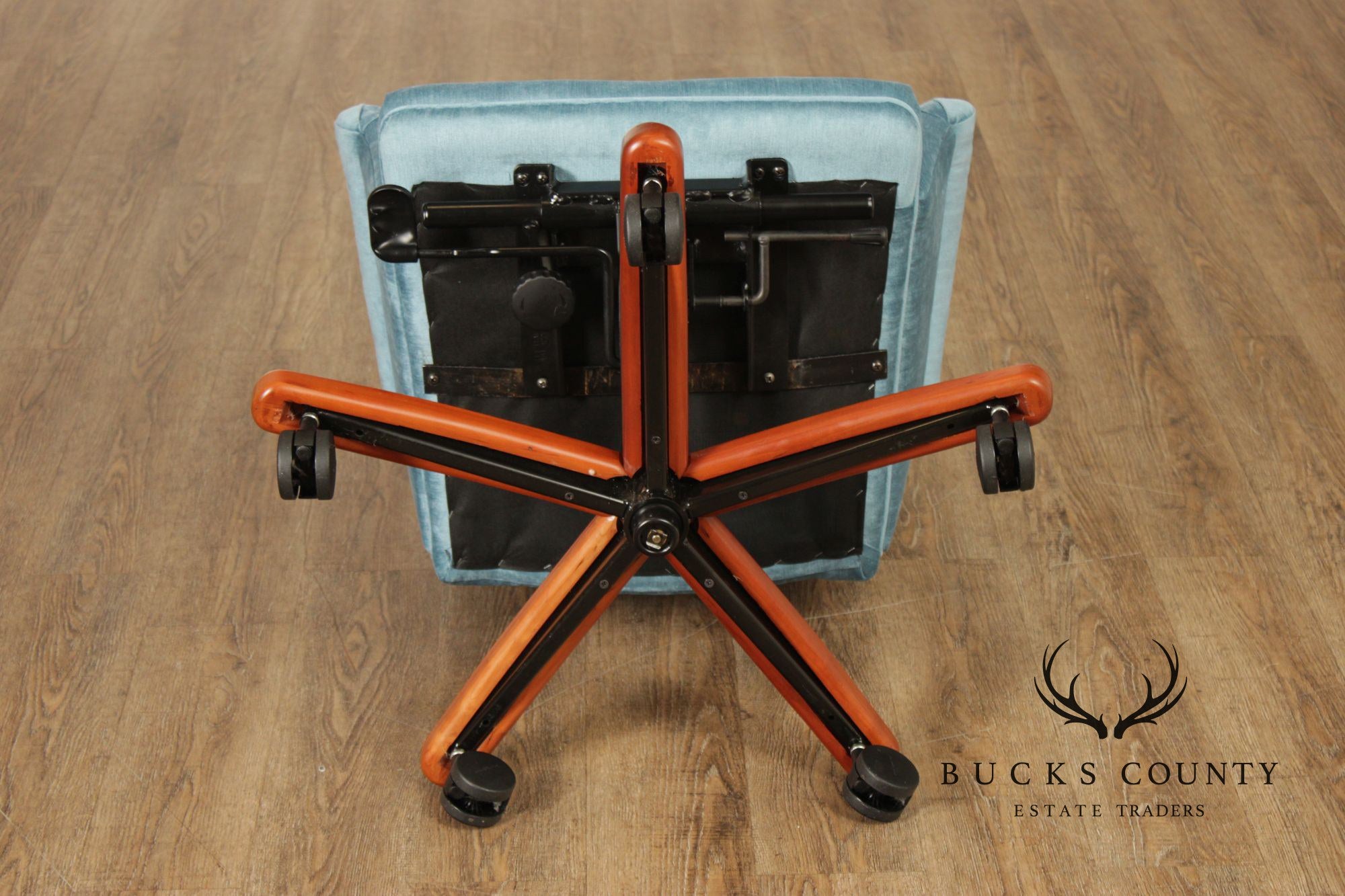 Modern Upholstered Blue Desk Office Chair On Casters