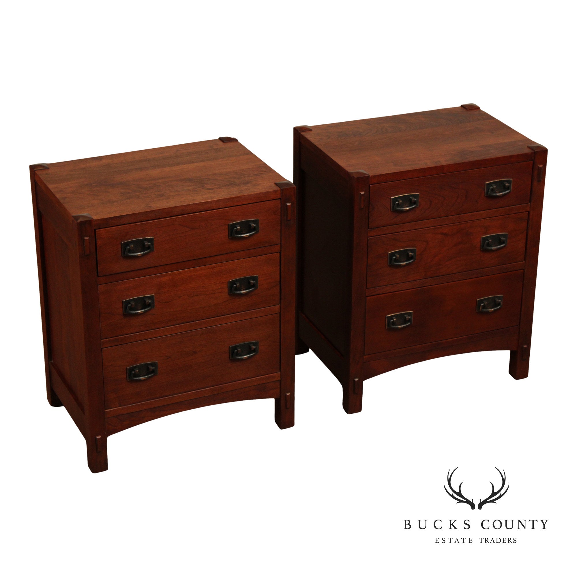 Stickley Mission Collection Pair of Cherry Three-Drawer Night Stands