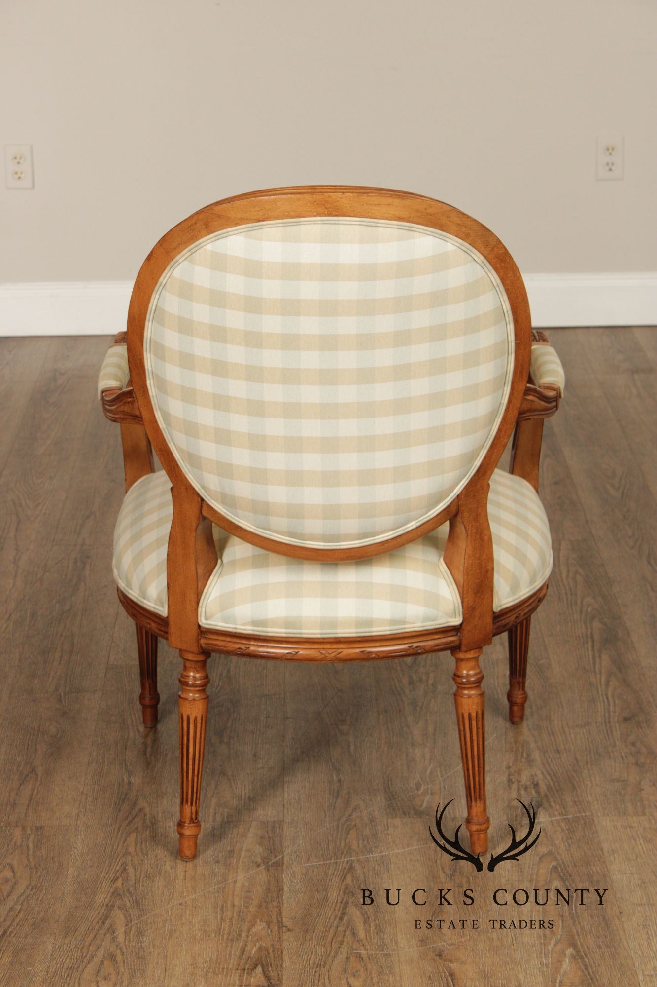 Ethan Allen French Louis XVI Style Pair of Fauteuil Armchairs