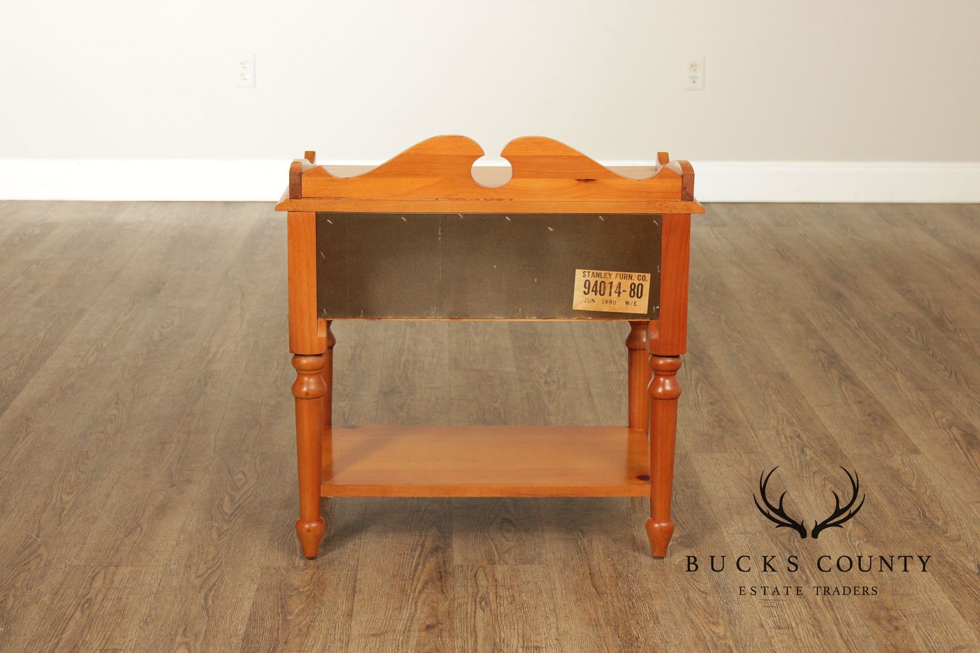 Stanley Furniture Pine and Wicker Side Table Nightstand