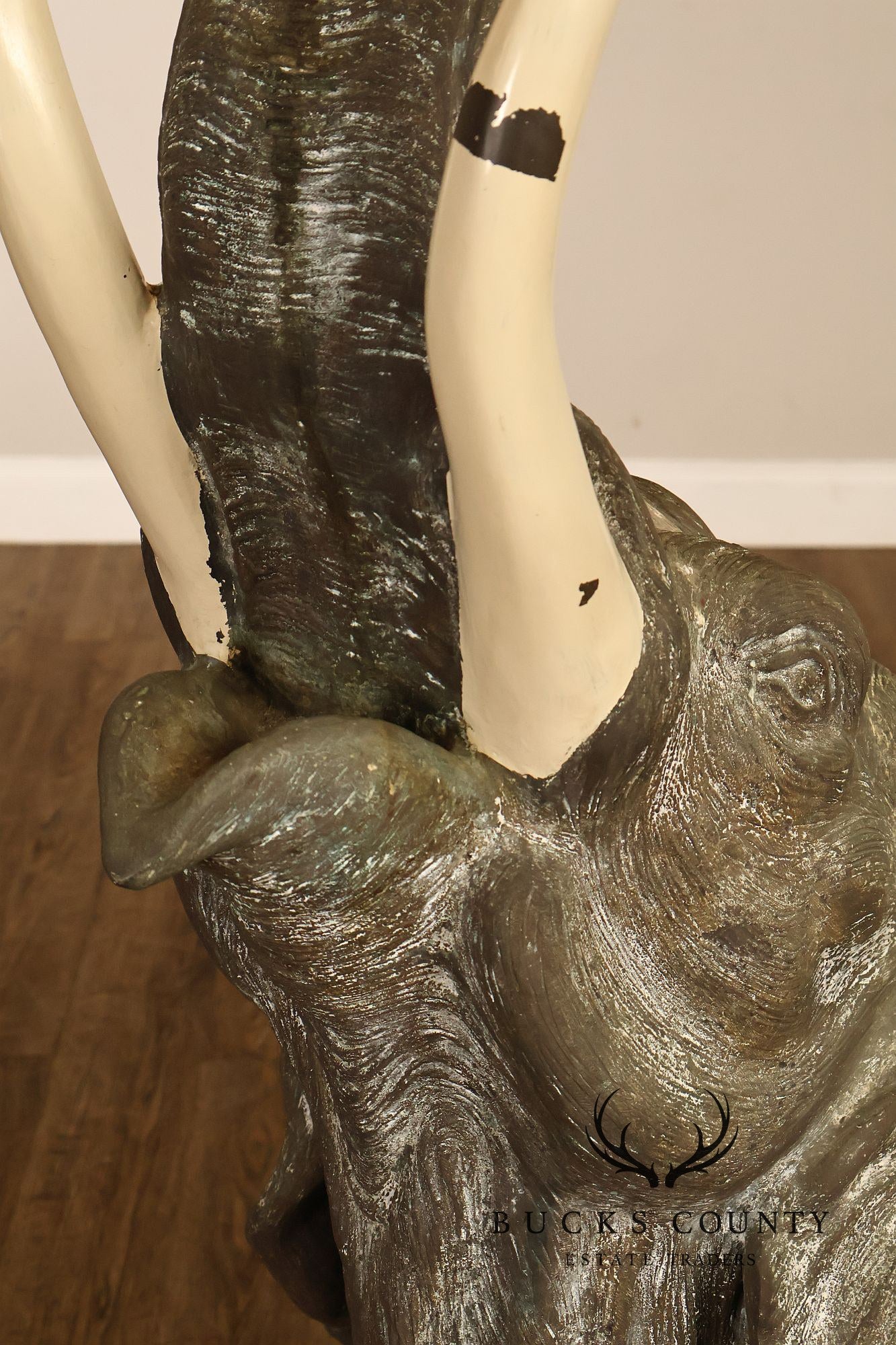 Monumental Cast Bronze Raised Trunk Elephant Garden Statue