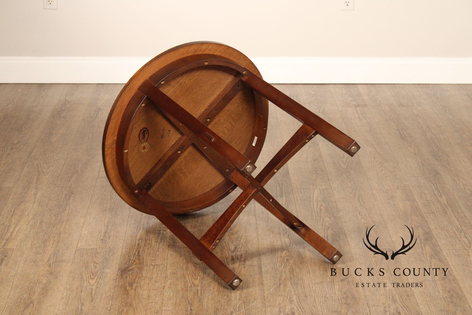 Stickley Mission Collection Oak Round Lamp Table