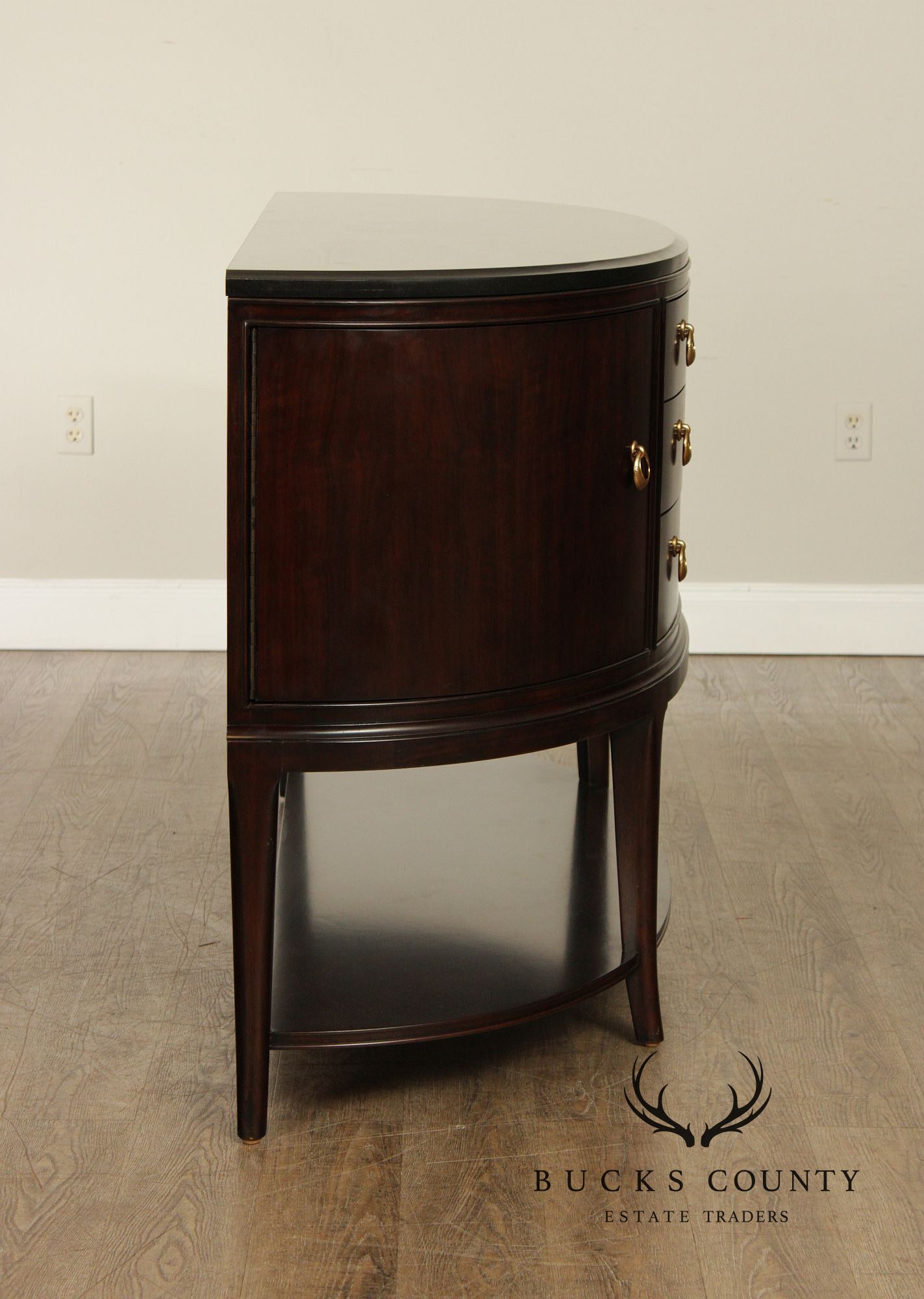 Thomasville Art Deco Style Bogart Collection Granite Top Demilune Sideboard