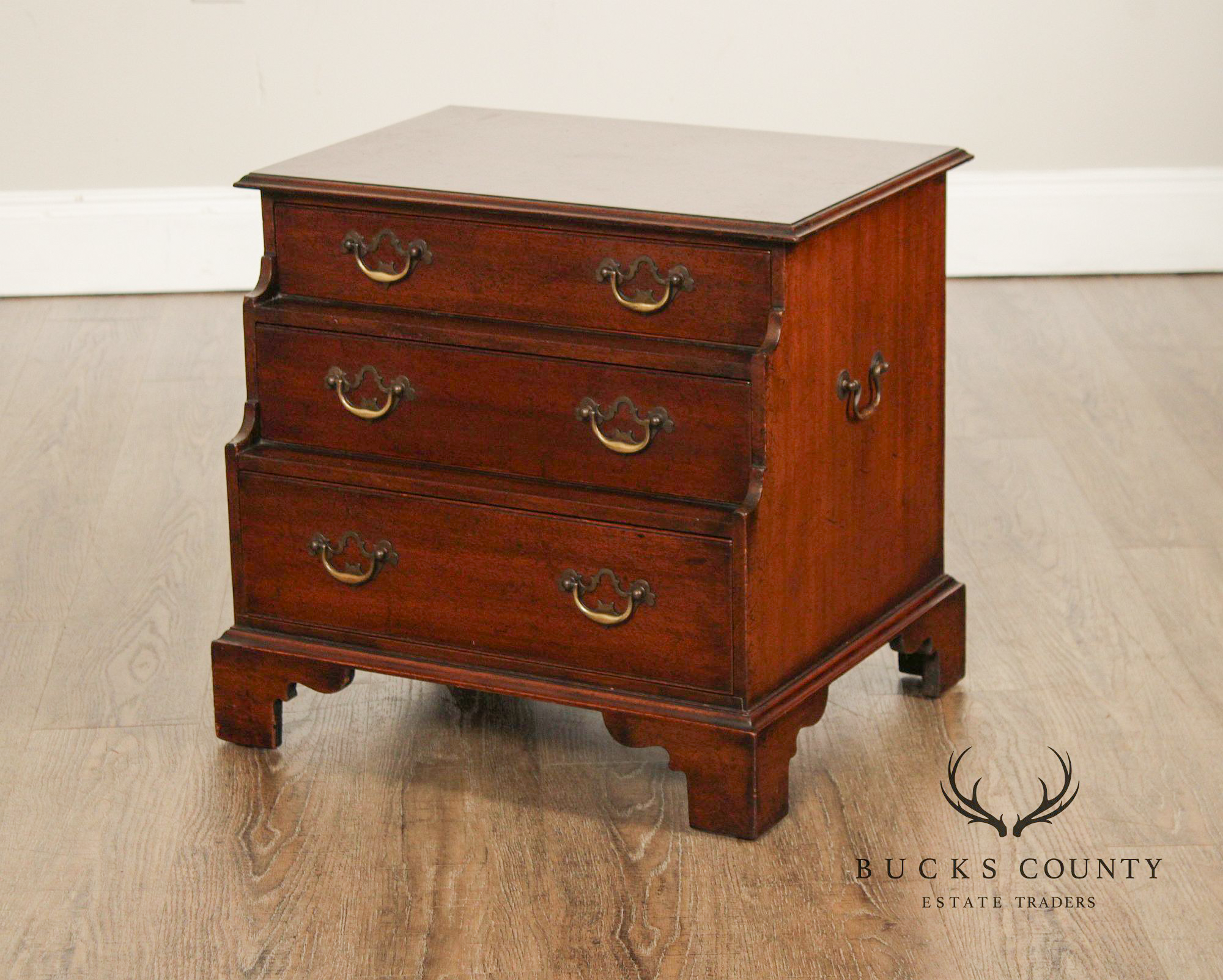 English George III Style Mahogany Three-Drawer Chest Side Table
