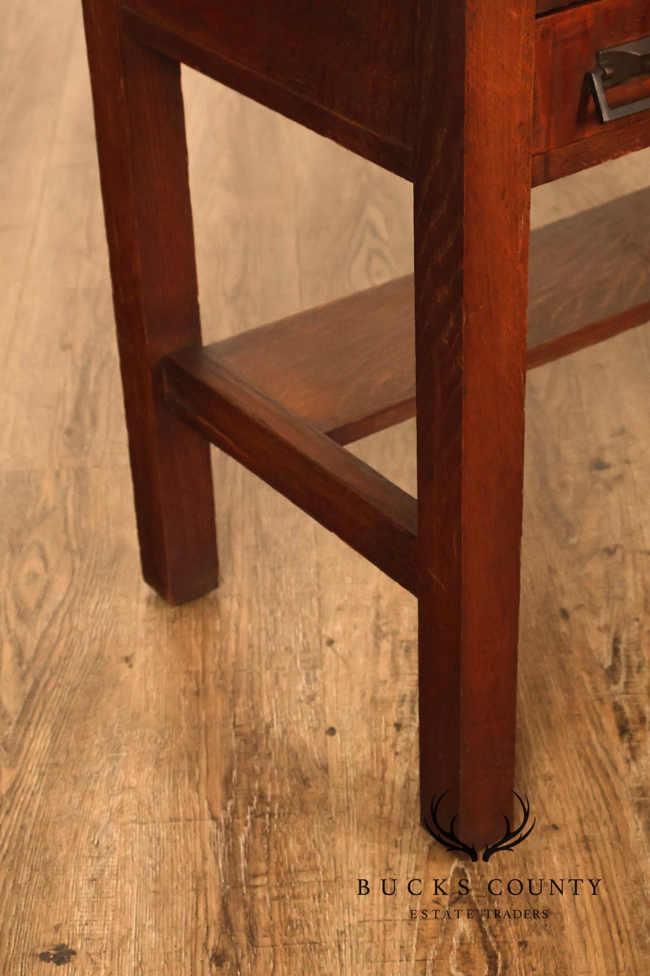 Antique Arts And Crafts Mission Oak Four Drawer Writing Desk
