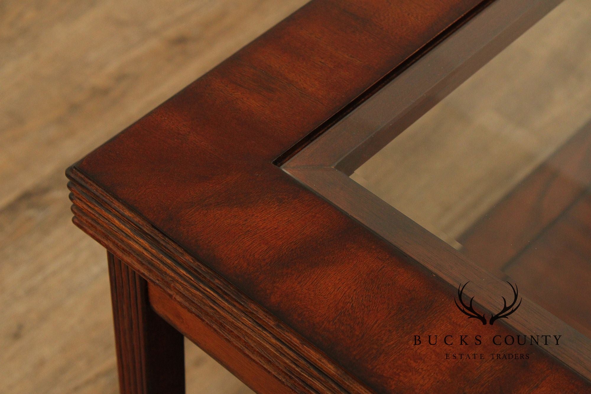Regency Style Square Mahogany Glass Top End Table