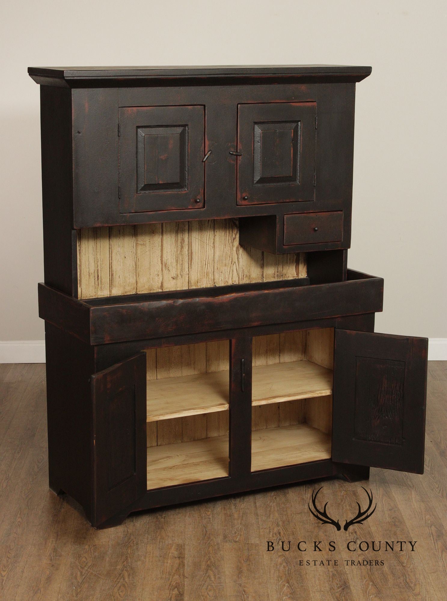 Hand Crafted Primitive Farmhouse Painted Dry Sink Hutch