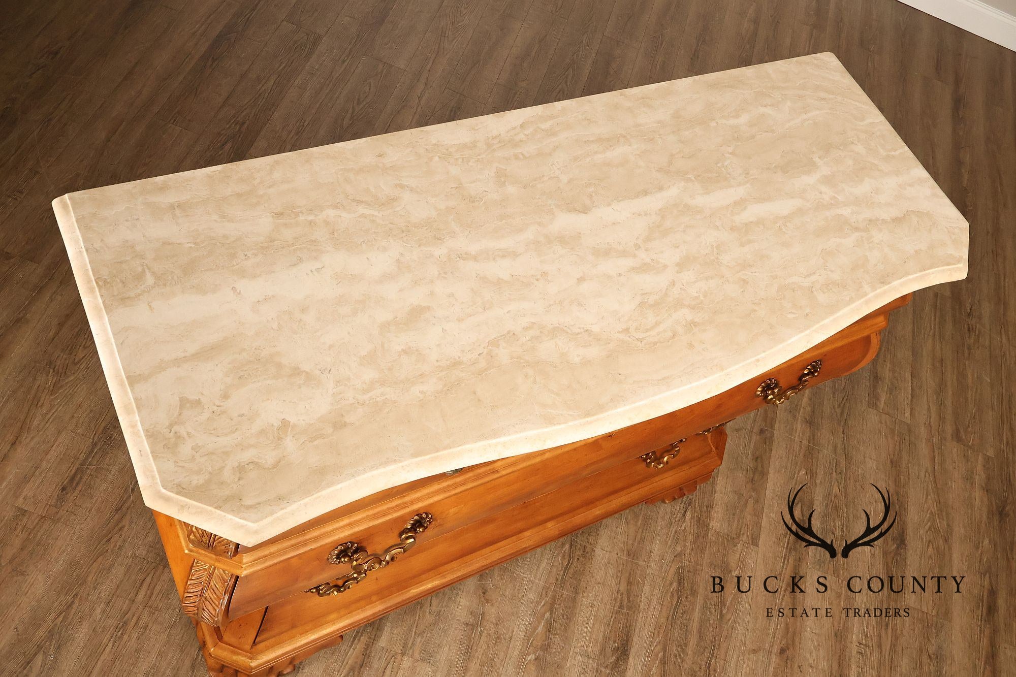 Century Furniture French Style Bombe Chest With Marble Top