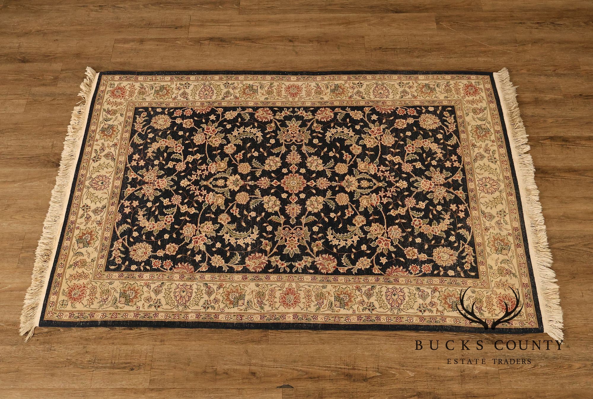 Chinese Tabriz Fish Pattern Hand Woven Wool & Silk Area Rug 4' x 6'