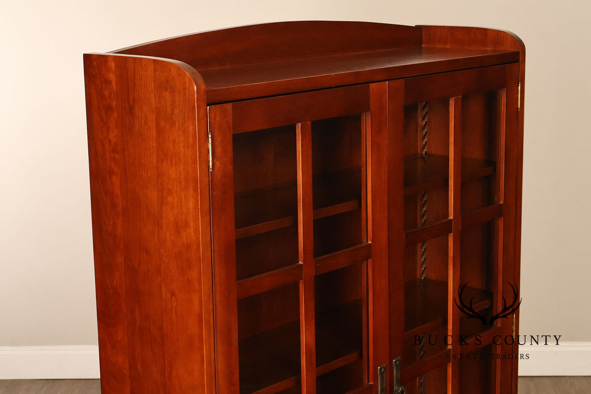 Robert Bergelin Company Custom Arts And Crafts Cherry Glass Door Bookcase Cabinet