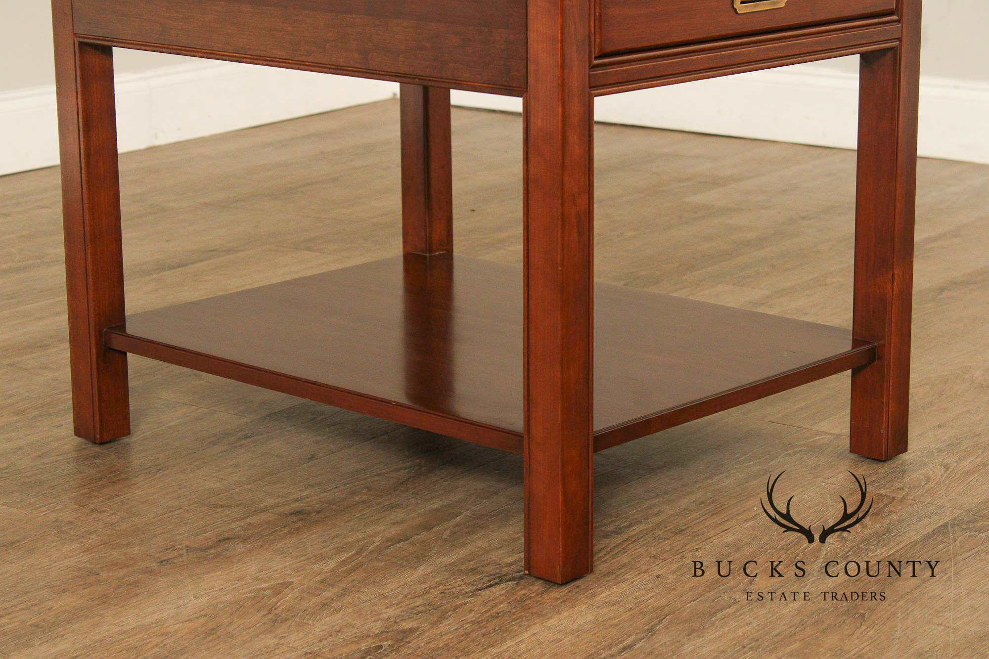 Ethan Allen Campaign Style Pair of End Tables