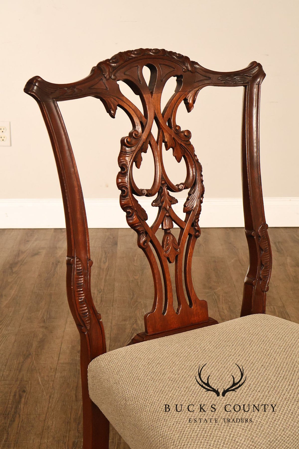 Chippendale Style Set of Eight Carved Mahogany Dining Chairs