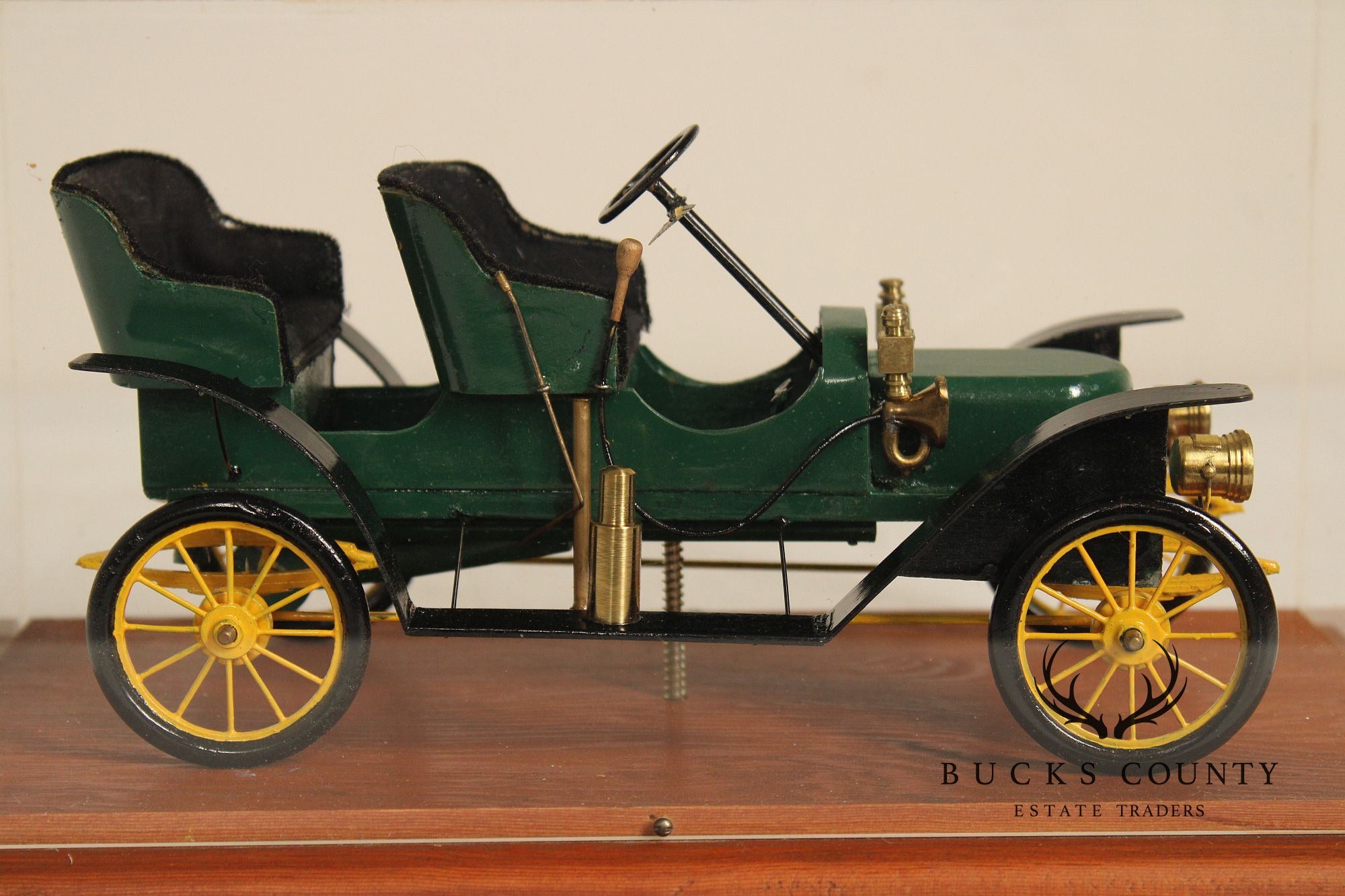 Philip Jacoby Carved Wood Stanley Steamer Automobile in Display Case