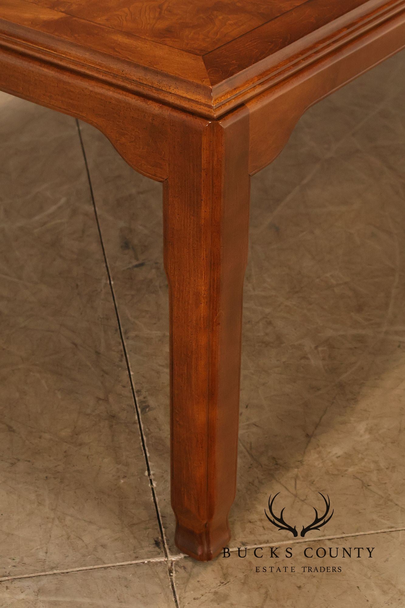Century Furniture Chin Hua Burl Wood Parsons Expandable Dining Table