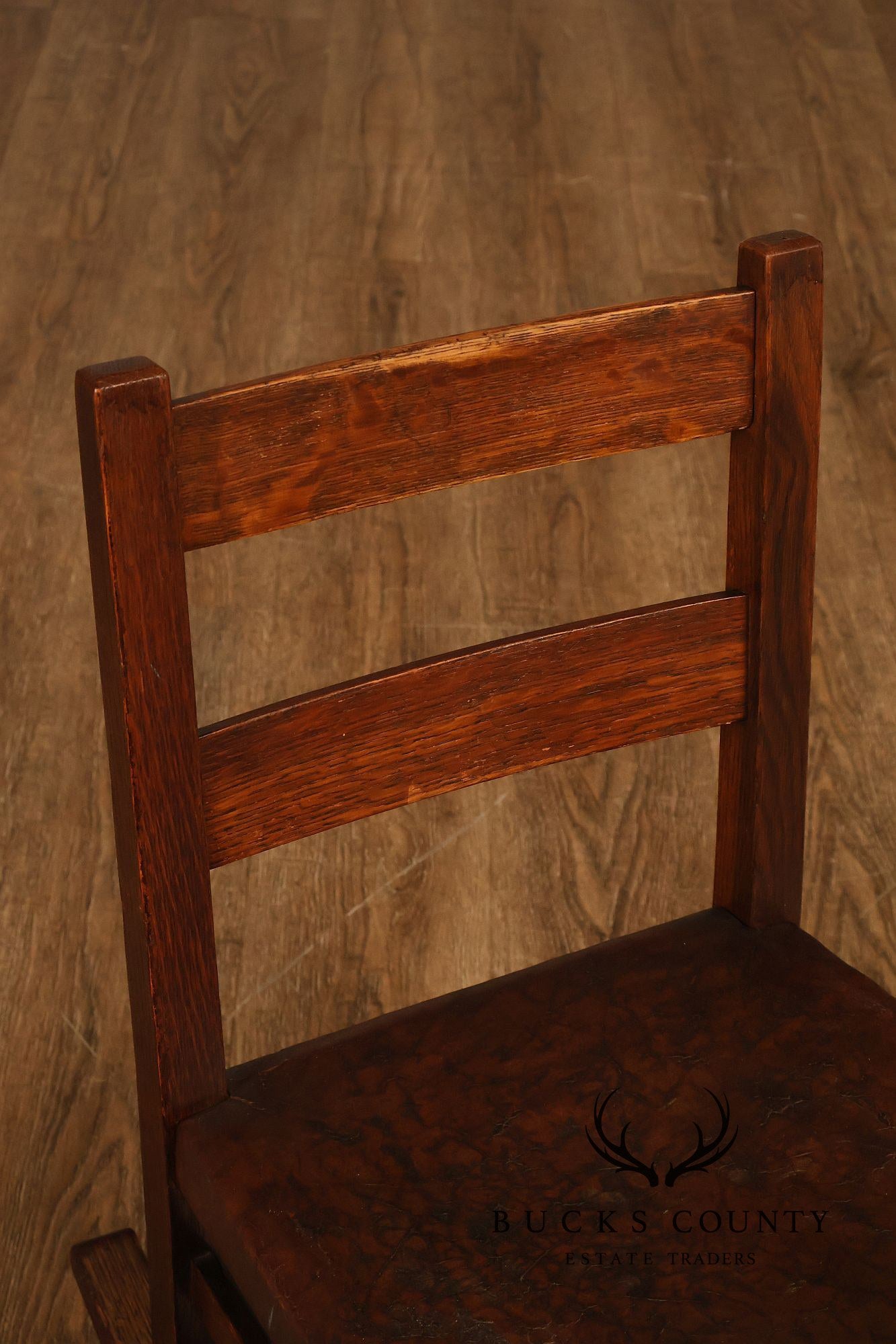 Antique Gustav Stickley Arts And Crafts Oak Child's Chair And Rocker
