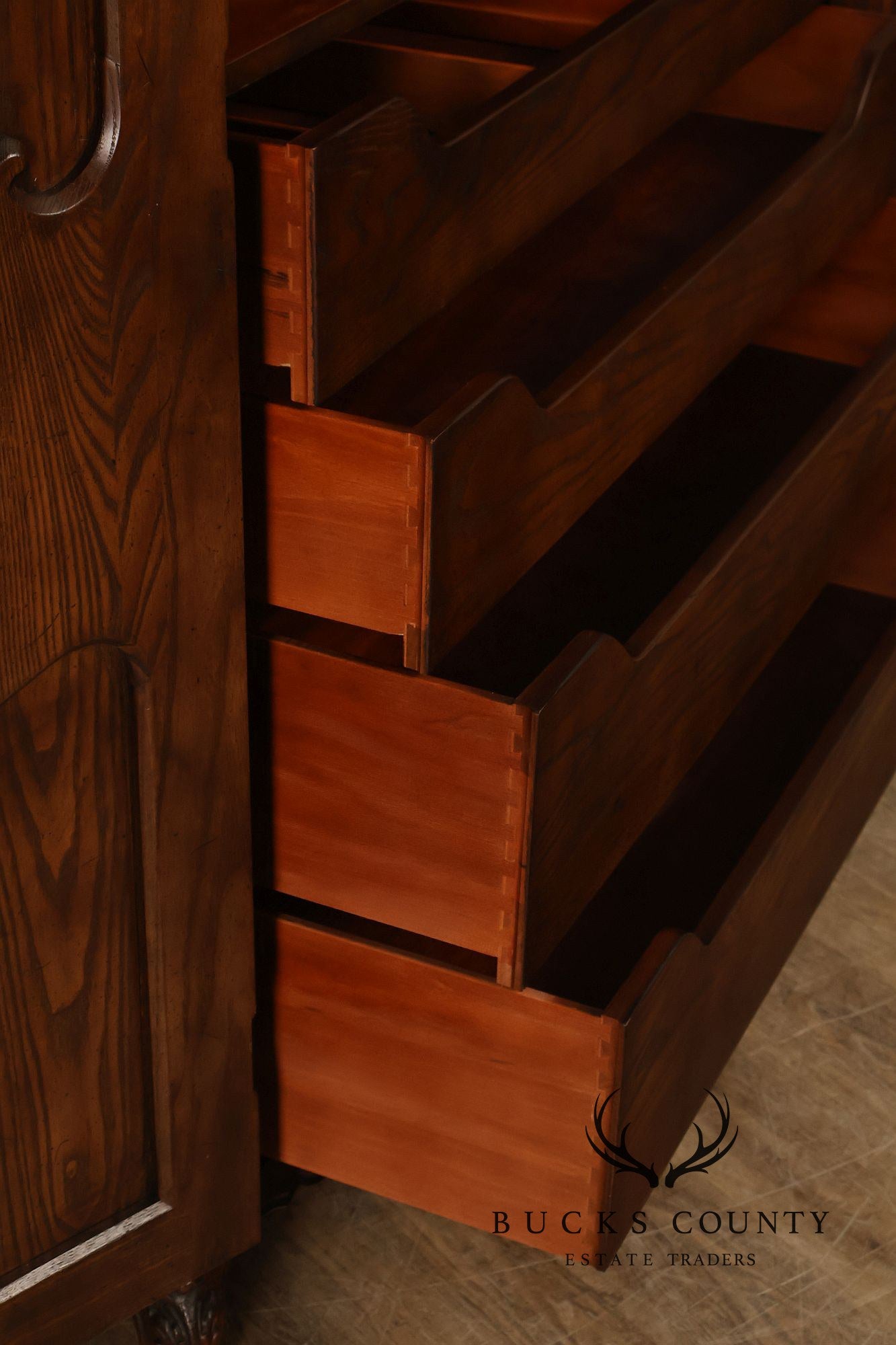 Henredon Four Centuries Collection French Louis XV Style Carved Oak Armoire