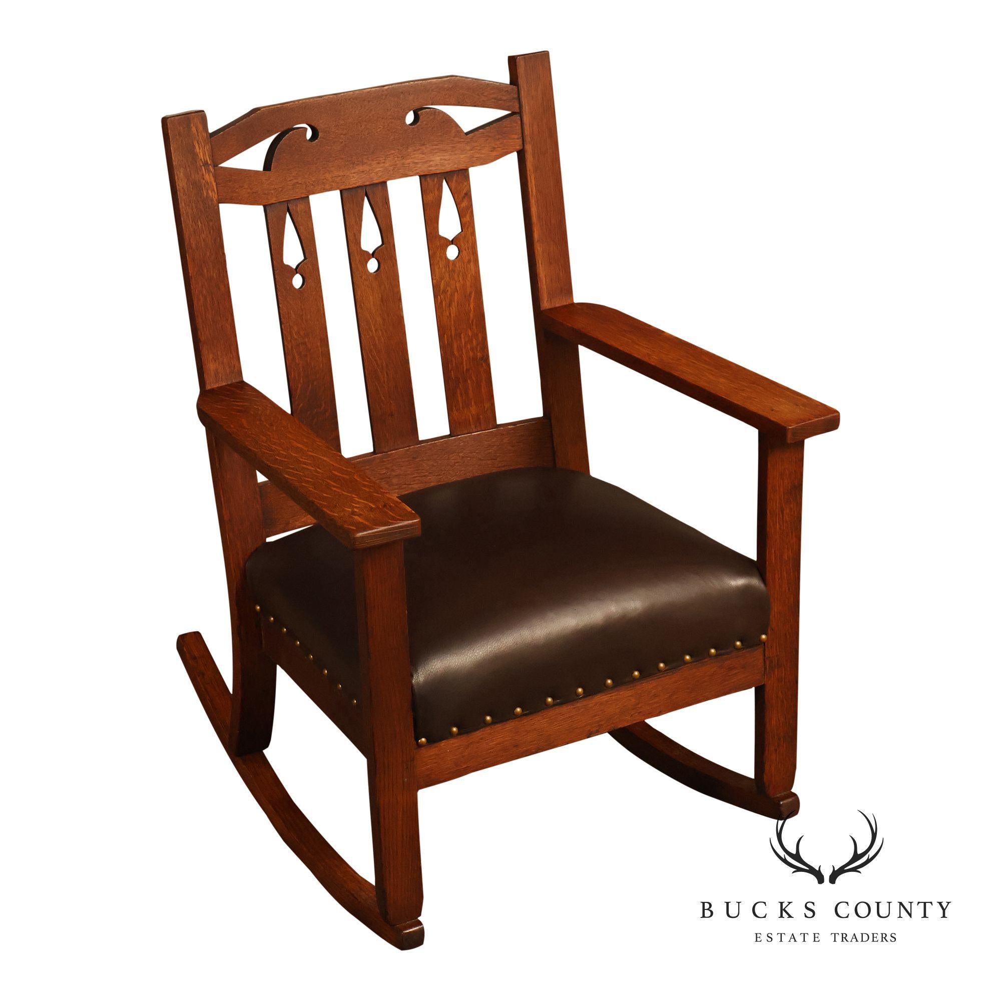 Antique Arts And Crafts Mission Oak Rocking Chair