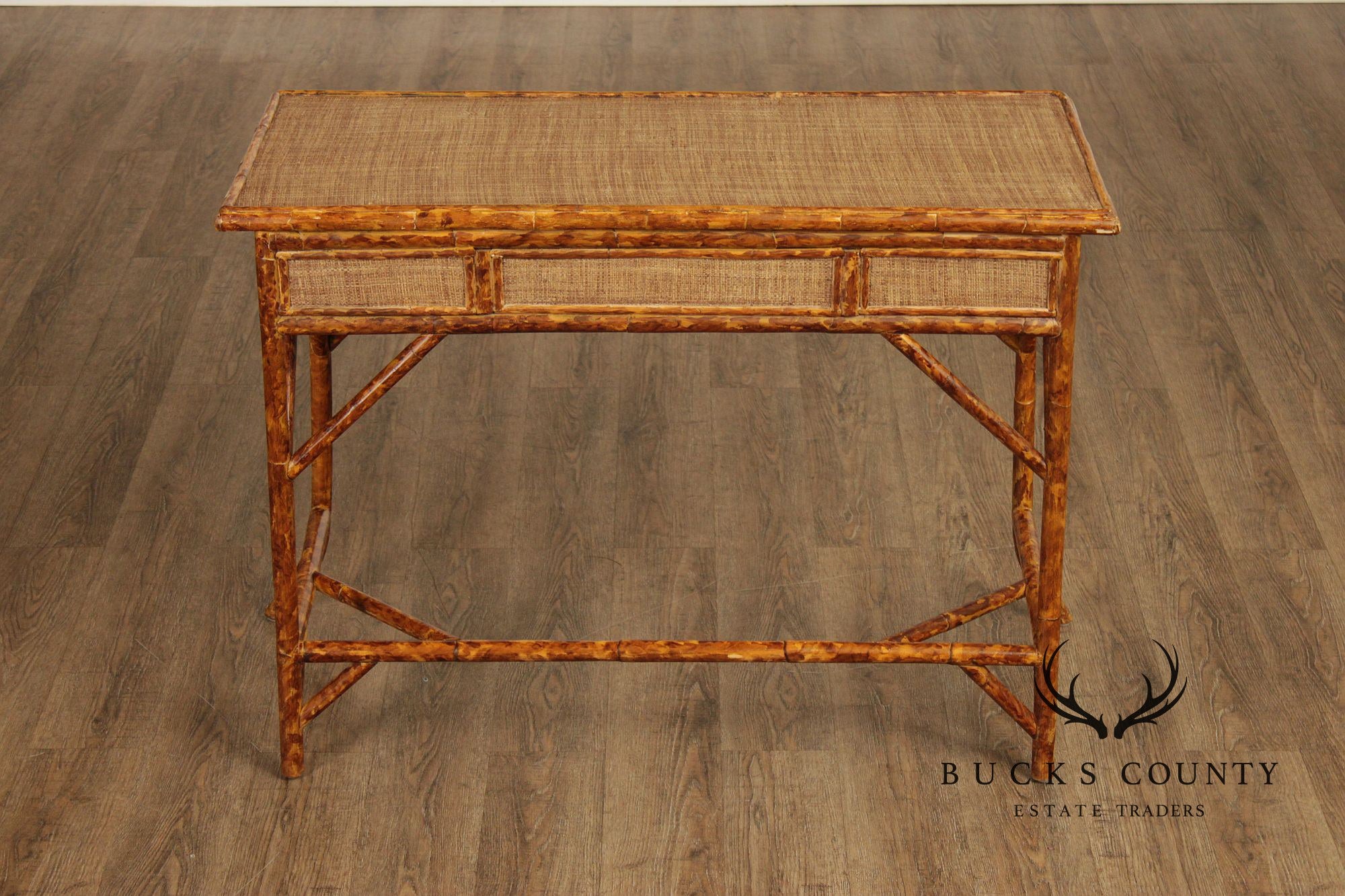 Vintage Bamboo And Rattan Writing Desk