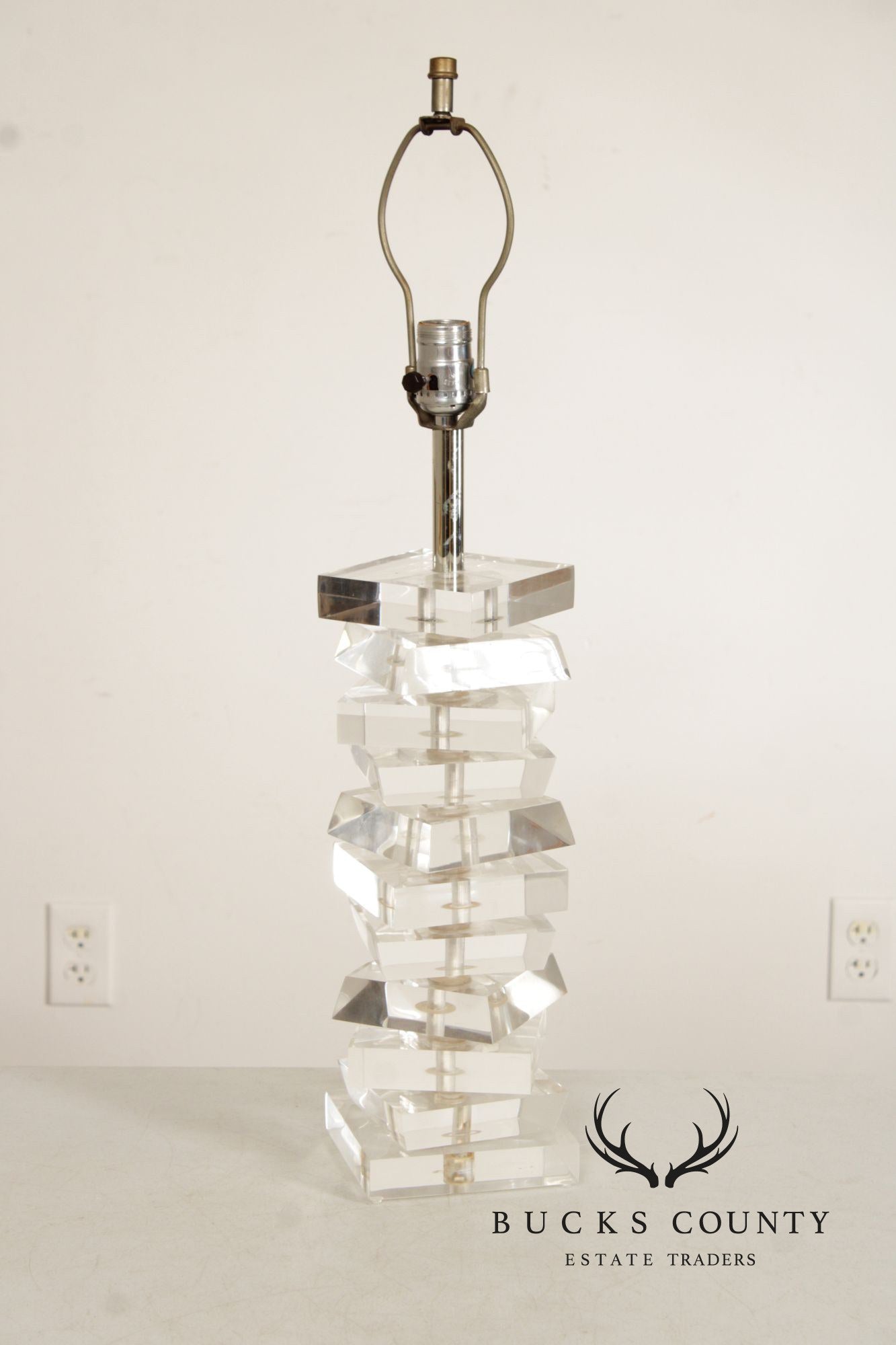 George Bullio 1970's Modern Stacked Lucite Table Lamp