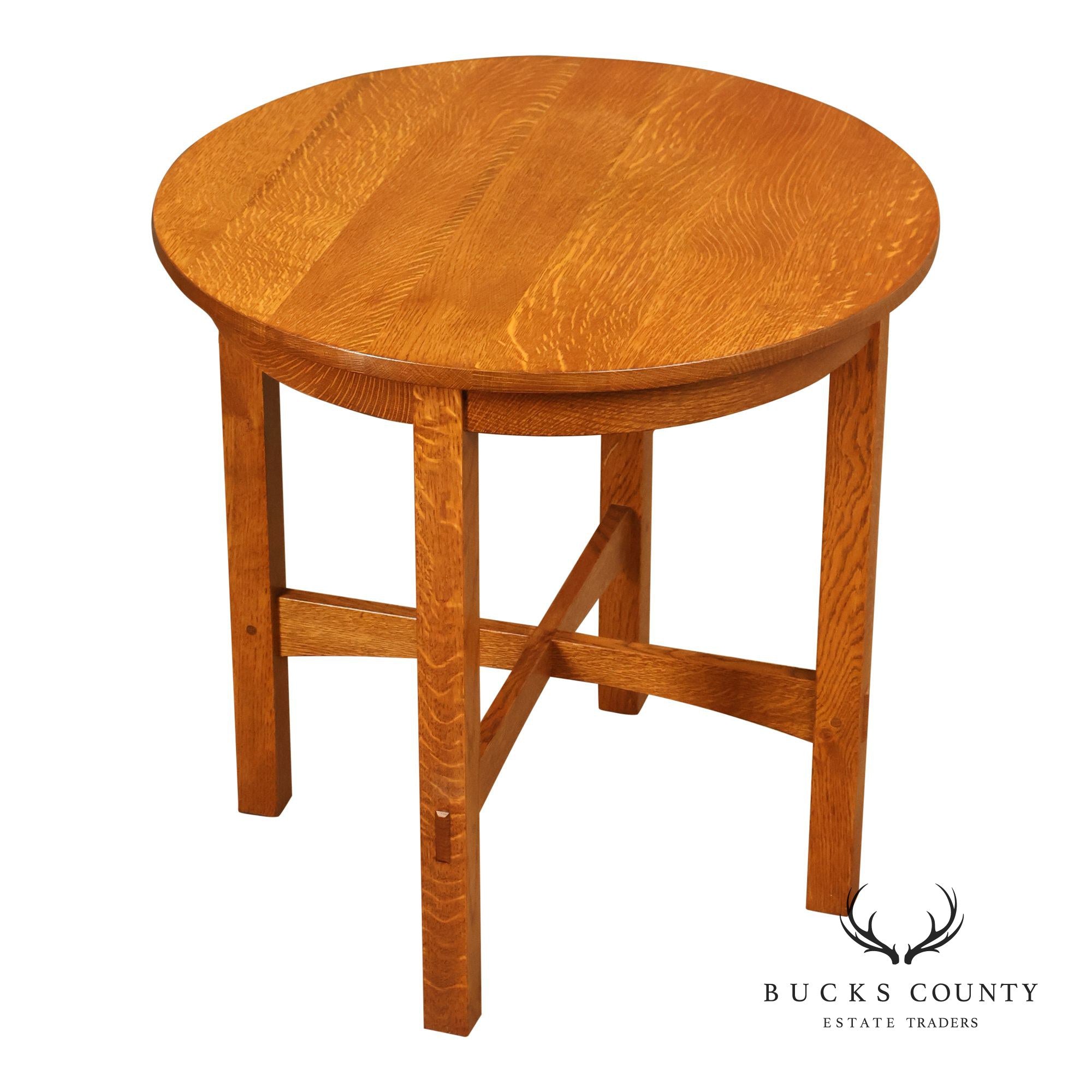 Stickley Mission Collection Round Oak Side Table