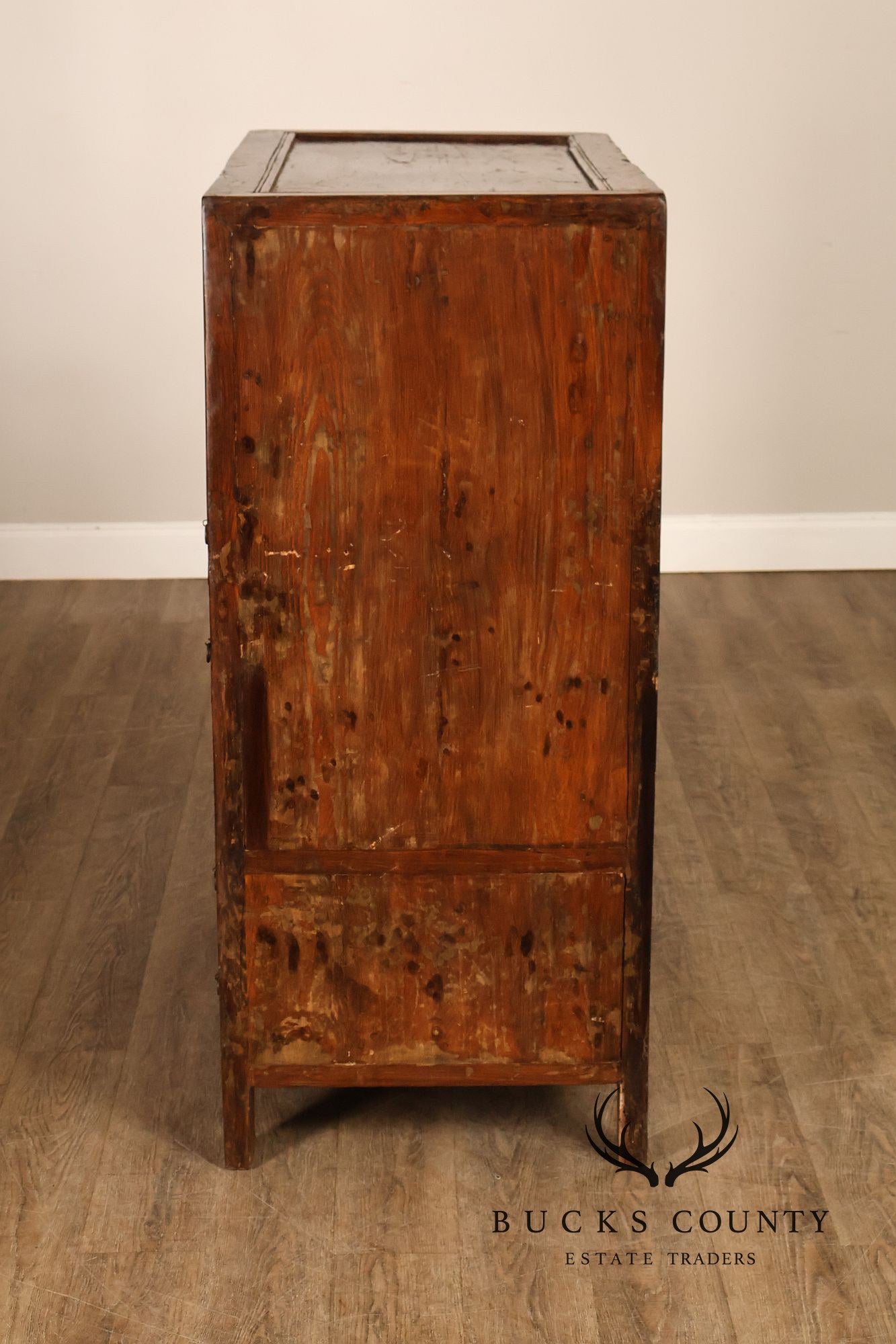 Antique Chinese Elm Wood Apothecary Cabinet With Multiple Drawers