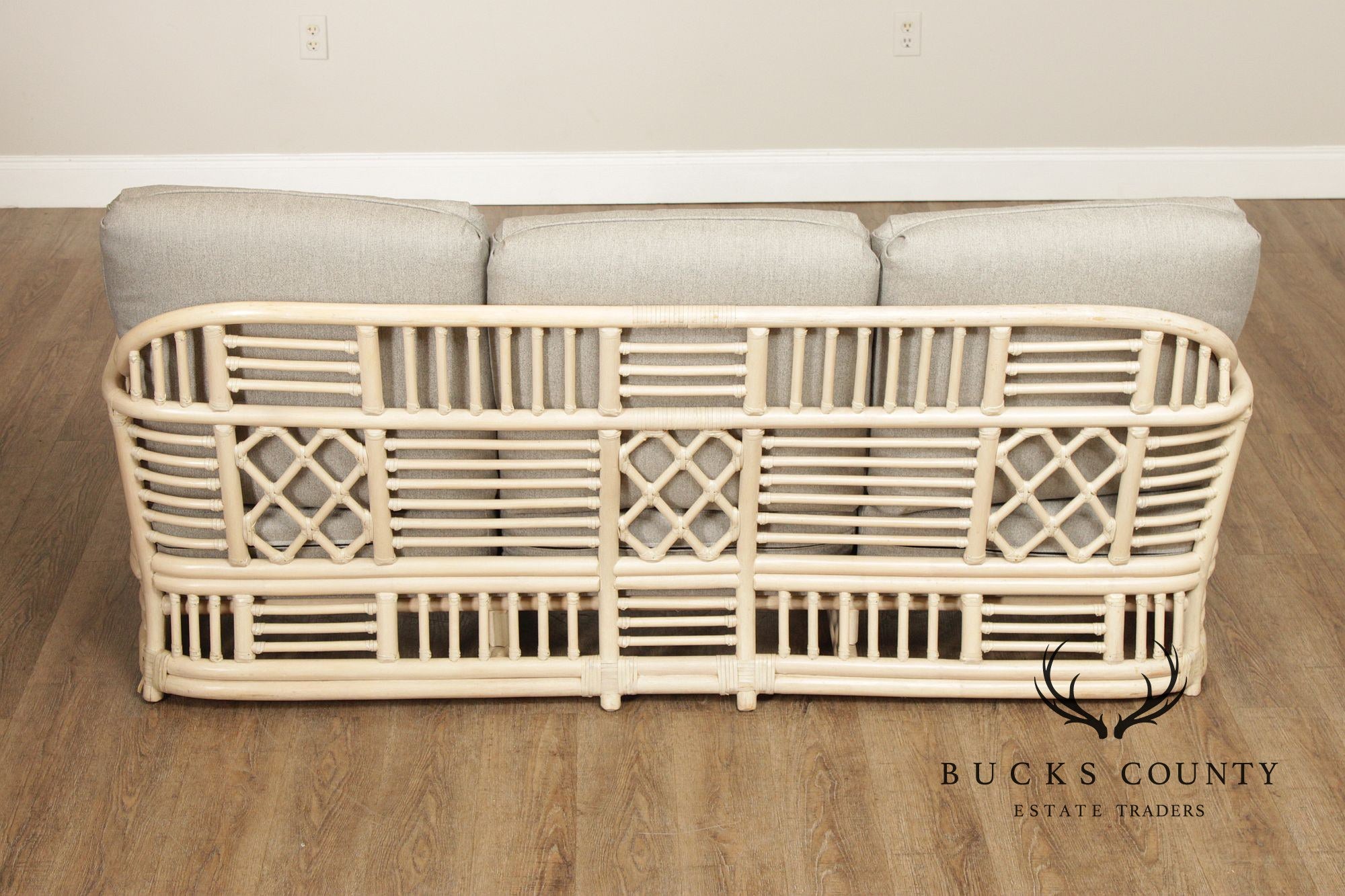 Brighton Pavilion Style Vintage Rattan Three-Seat Sofa