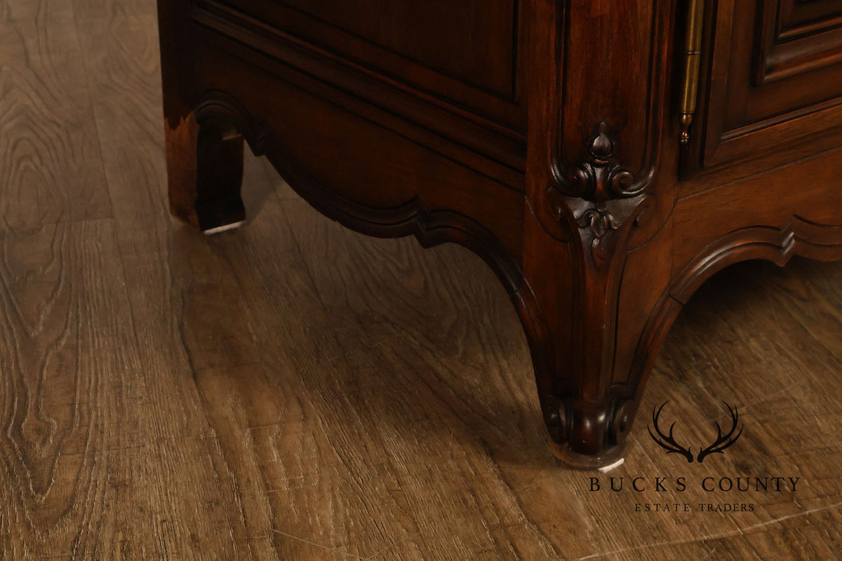 French Louis XV Style Carved Walnut Marble Top Sideboard