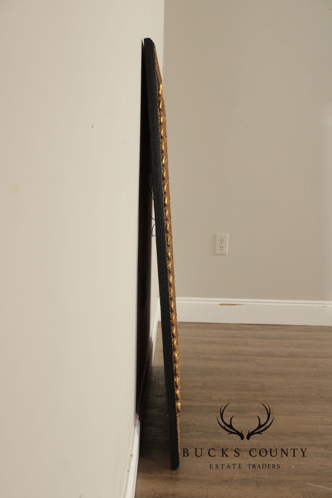 Vintage Ebonized and Partial Gilt Wall Mirror