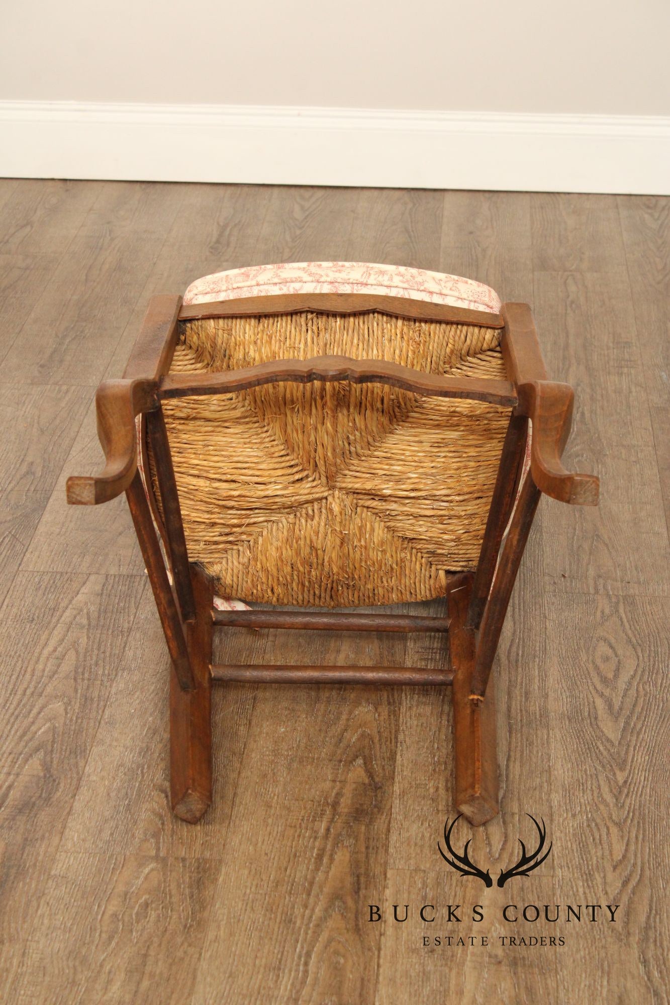 French Provincial Set Of 10 Rush Seat Dining Chairs