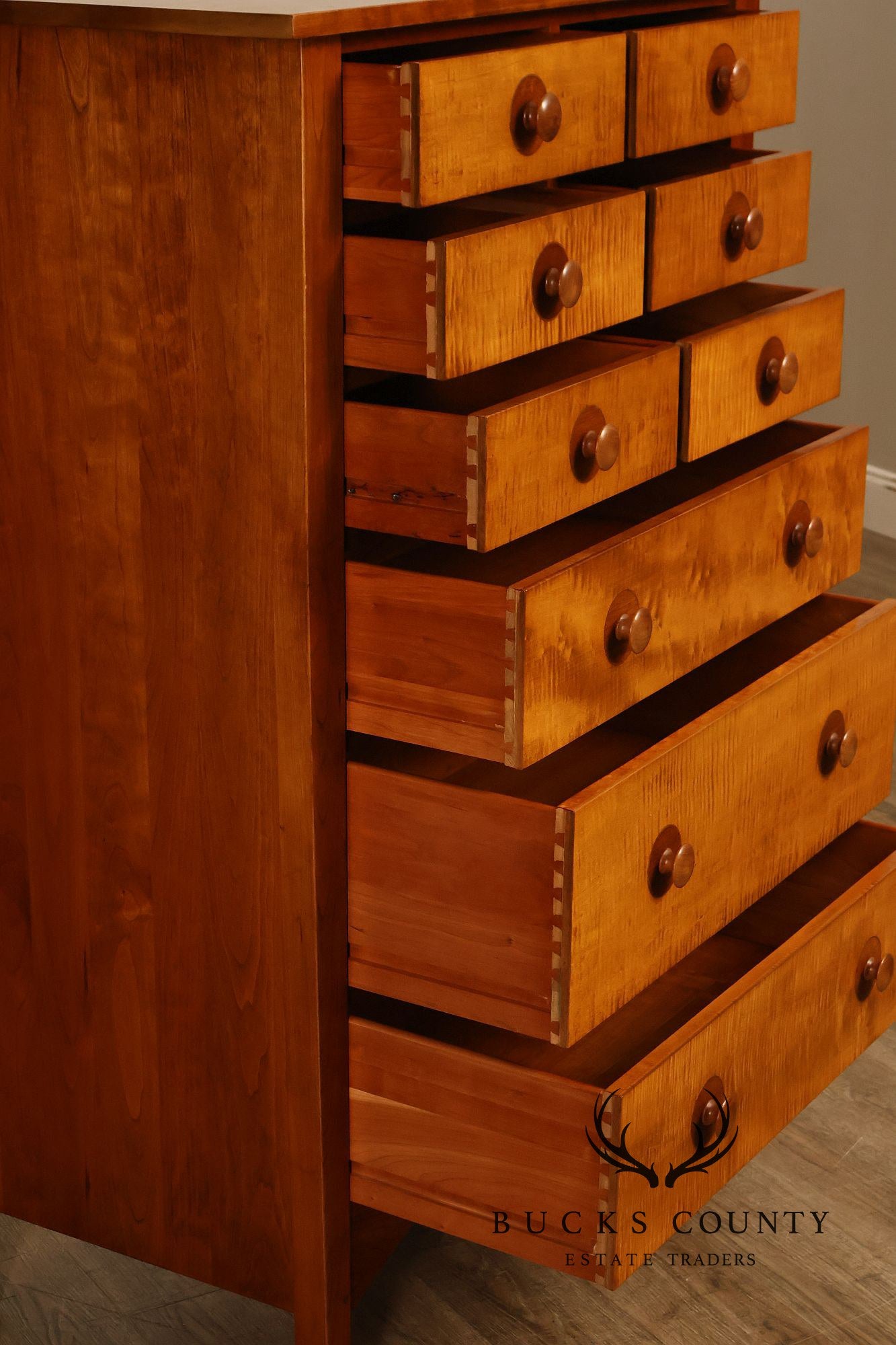 Stickley Mission Collection Harvey Ellis Cherry and Maple Tall Chest
