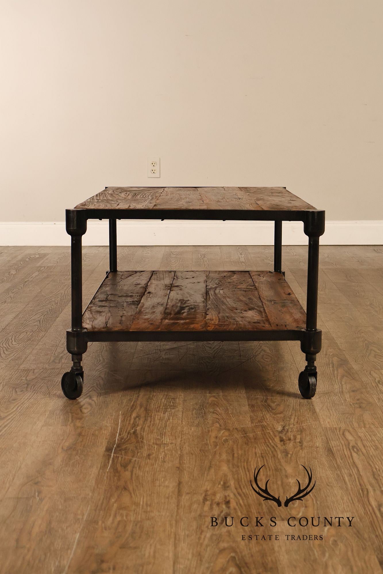Industrial Style Two-Tier Rolling Coffee table
