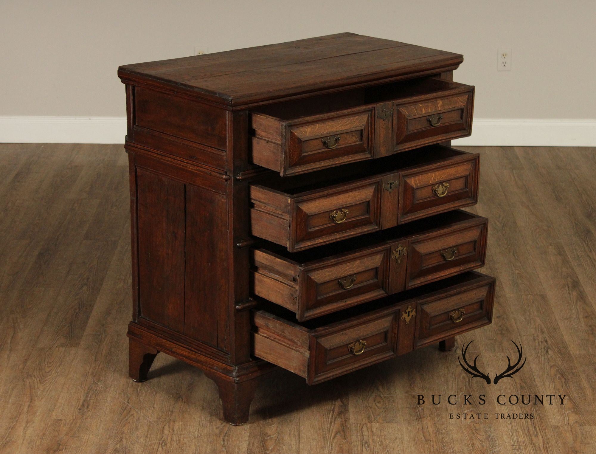 Antique English Charles II Style Oak Chest of Drawers