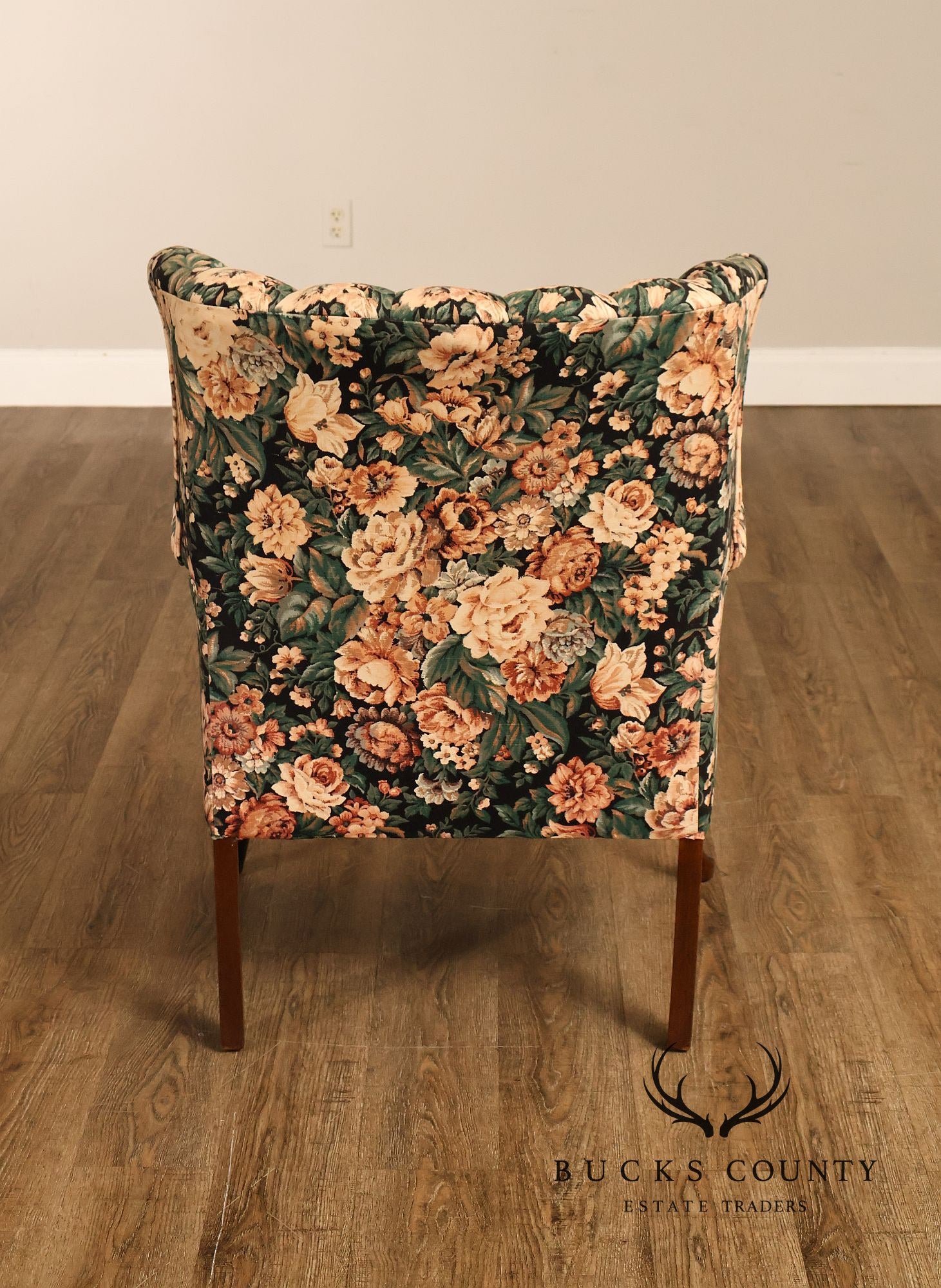 Queen Anne Style Vintage Channel Back Armchair