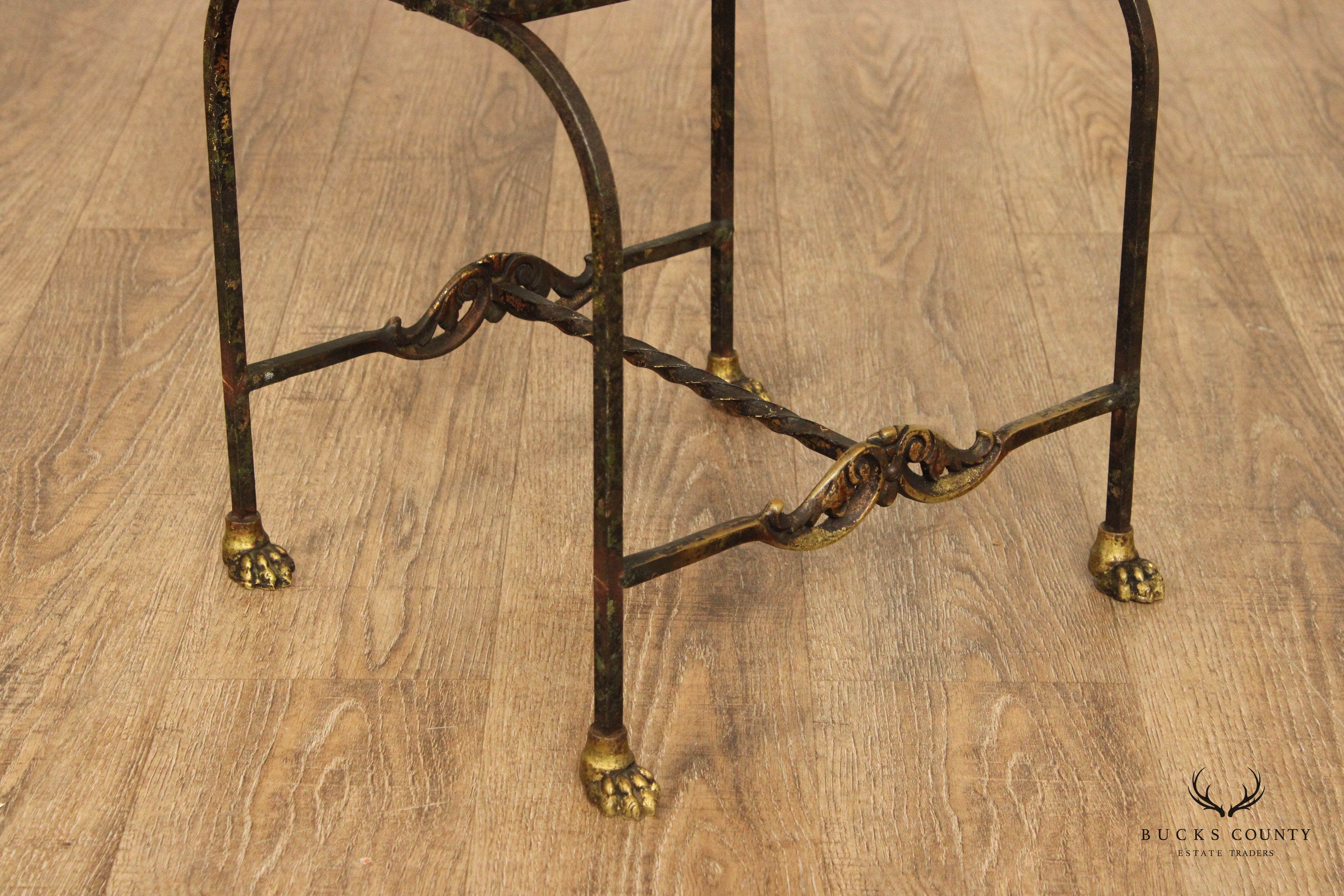 Oscar Bach Attributed Tudor Revival Style Bronze and Iron Side Chair