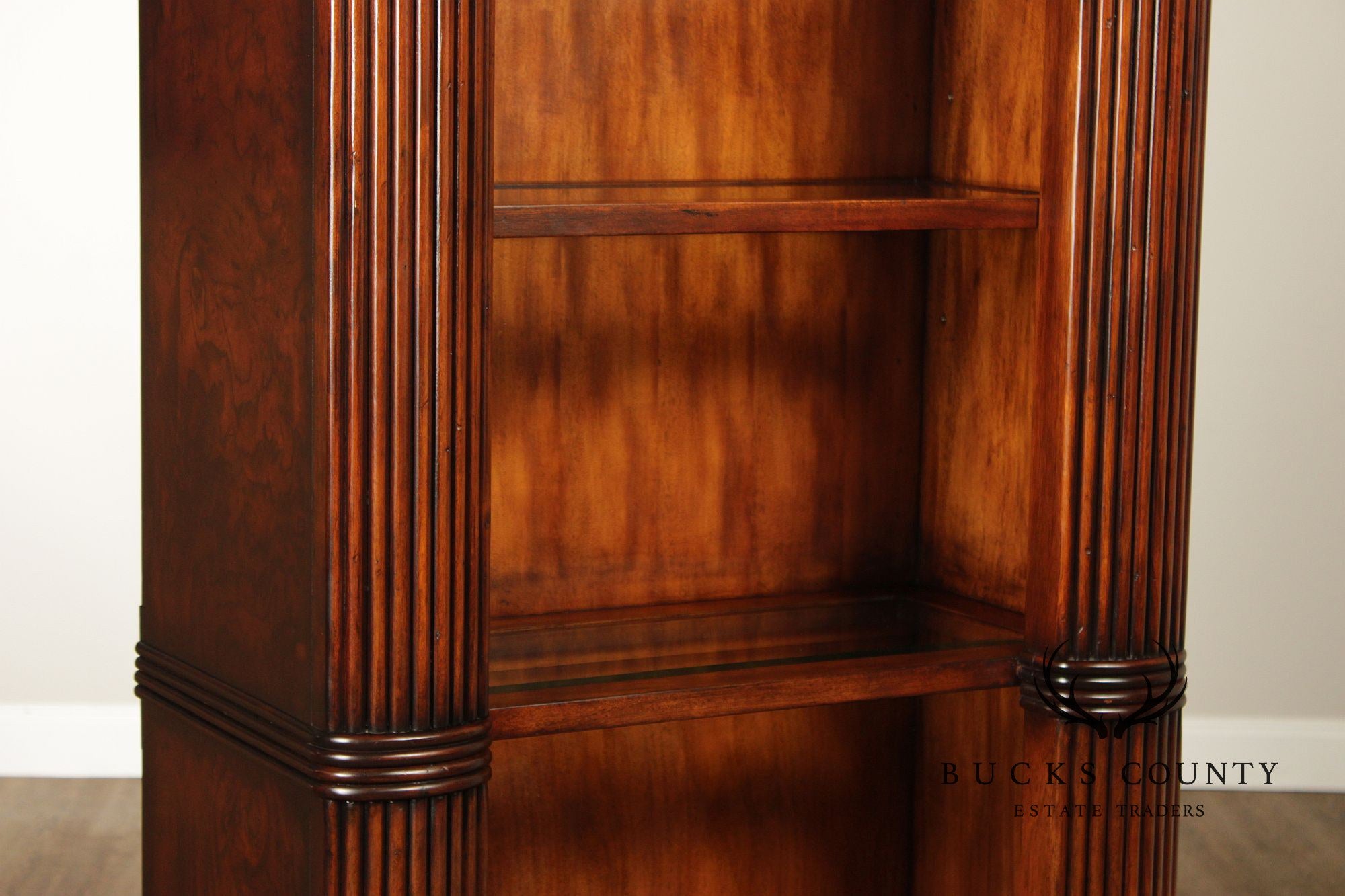 Century Furniture Pair Of Pineapple Carved Lighted Library Bookcases