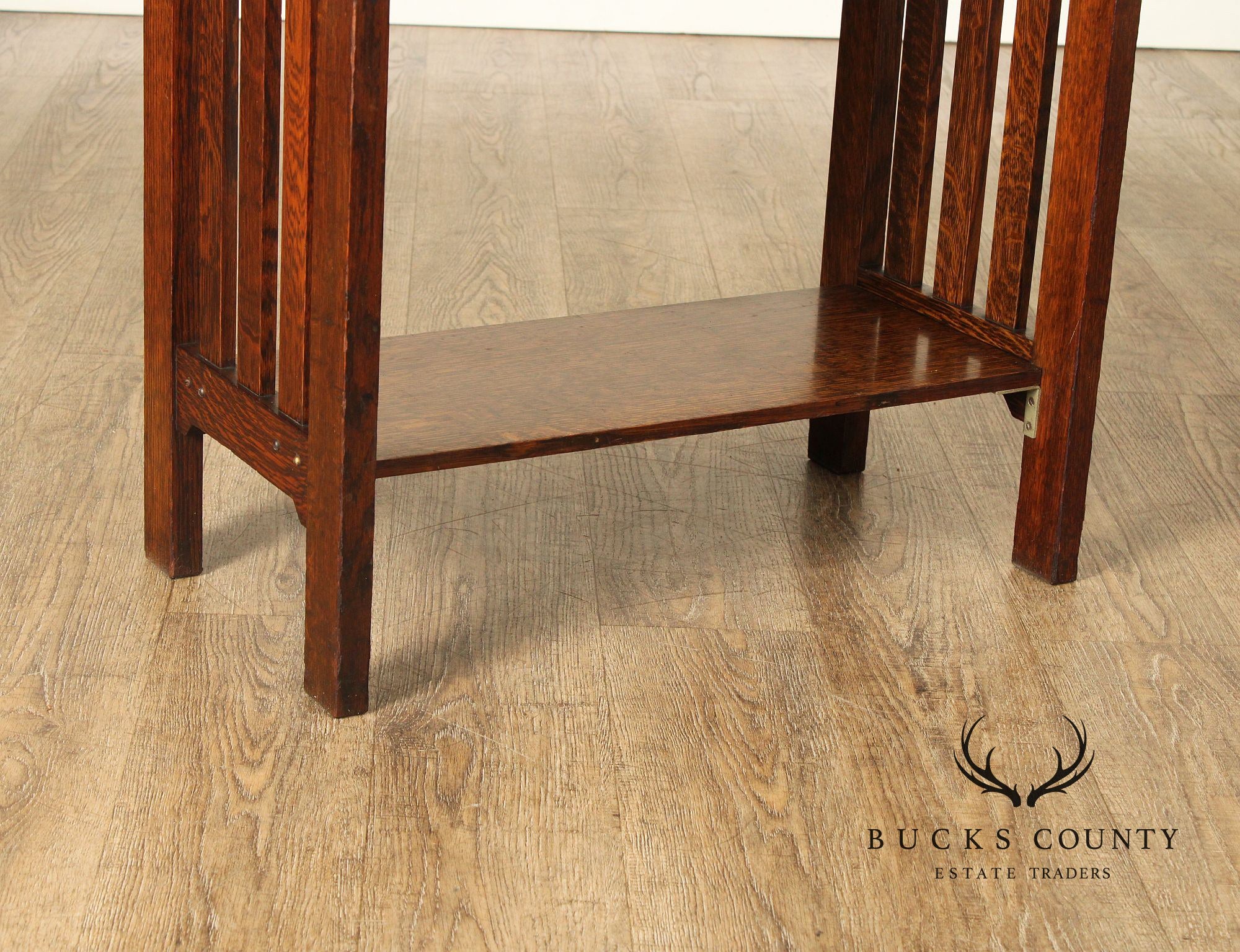 Mission Oak Arts & Crafts Magazine Stand Book Trough