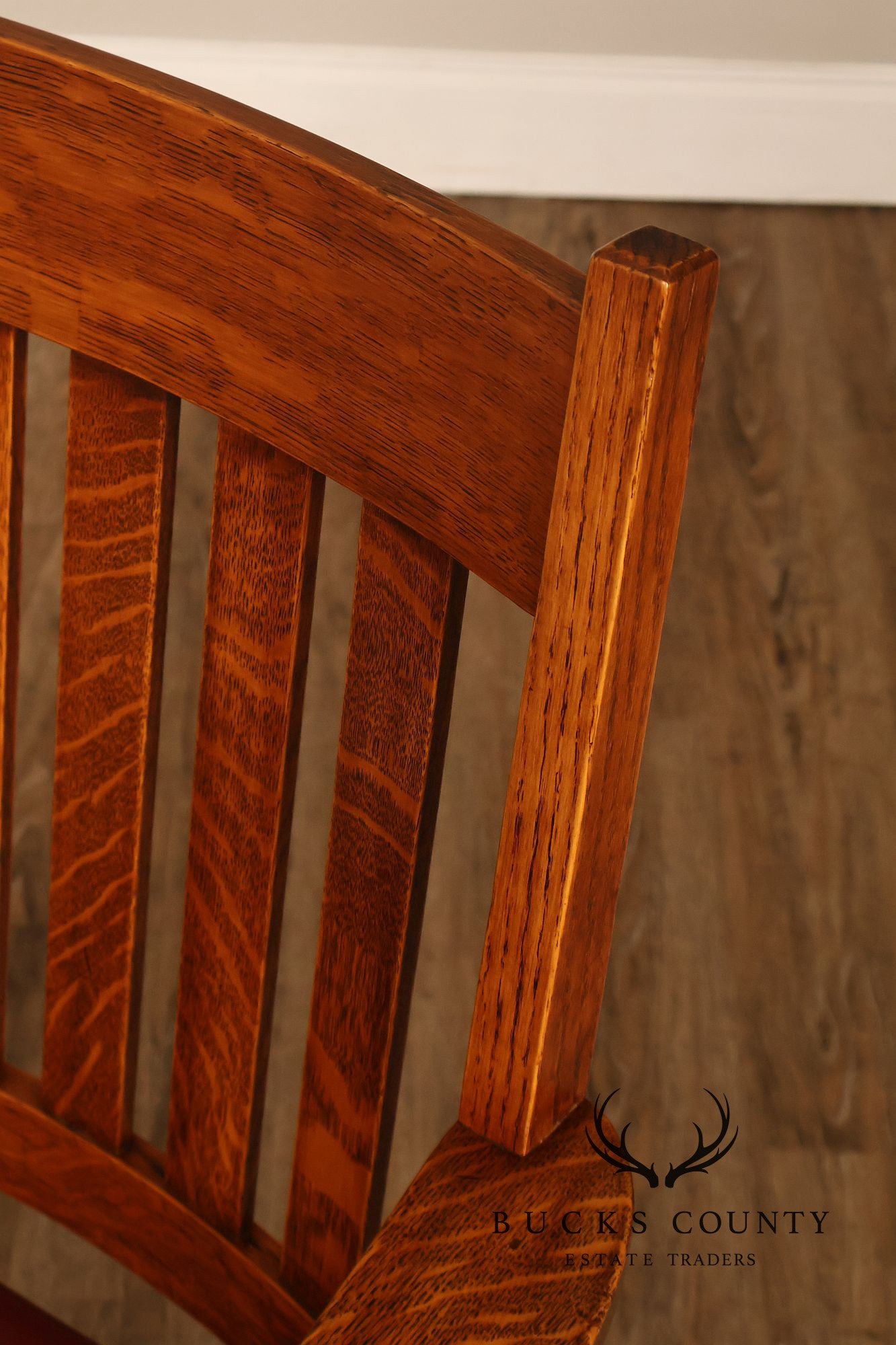 Mission Arts & Crafts Quarter Sawn Oak Armchair With Leather Upholstered Seat