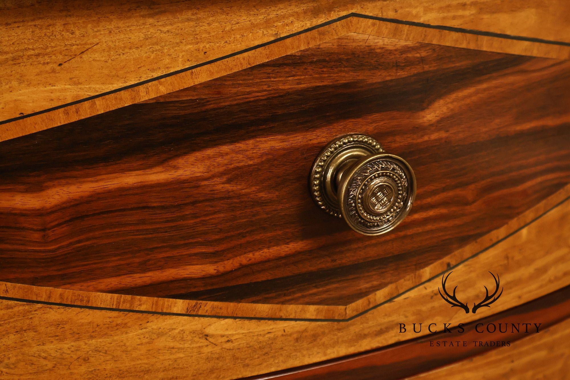 John-Richard Ebony Inlaid Satinwood Demilune Chest