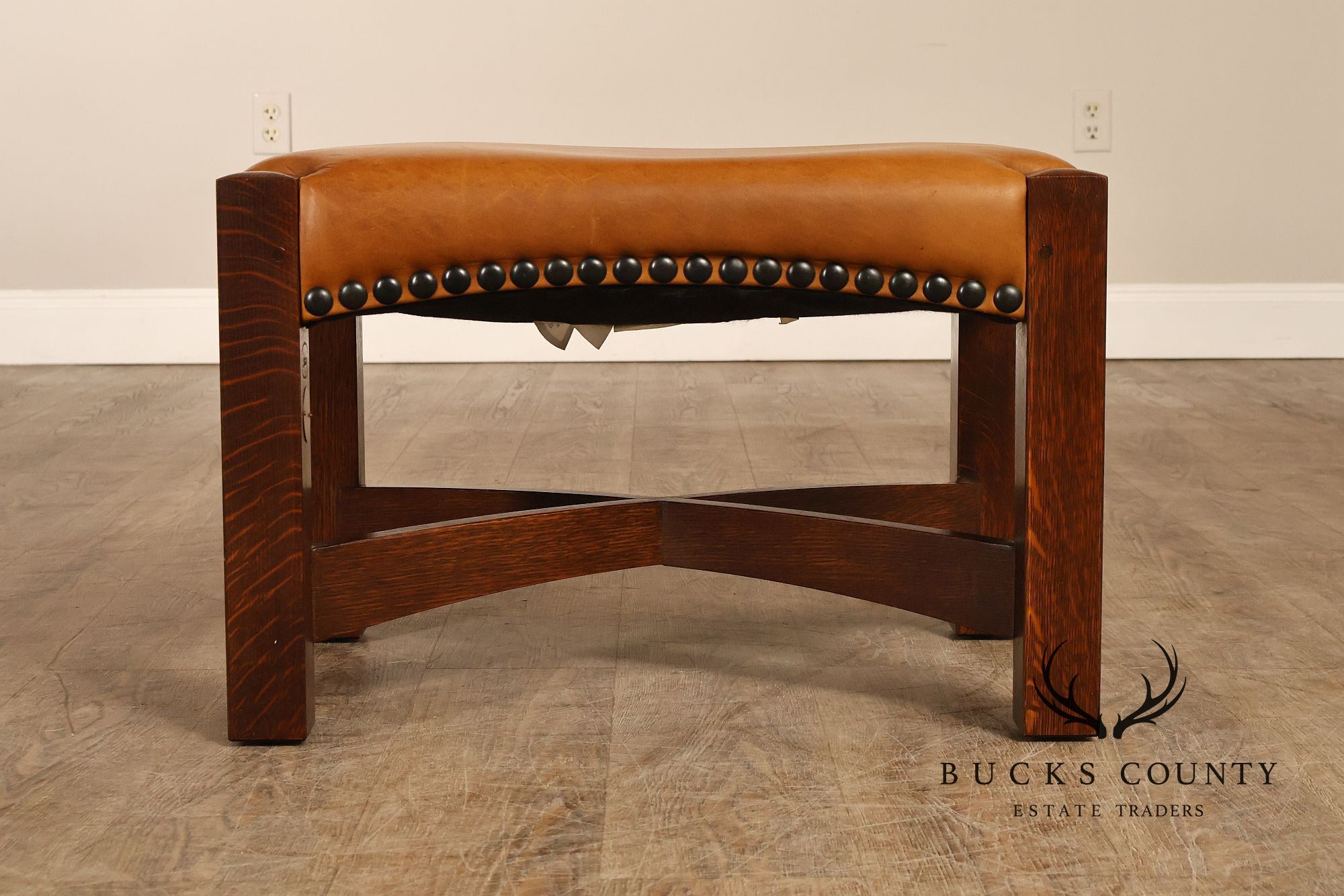Stickley Mission Collection Oak and Leather Eastwood Footstool