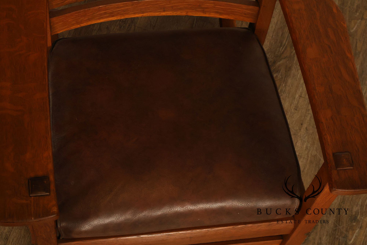 Antique L. & J.G. Stickley Mission Oak Slat Back Rocking Chair