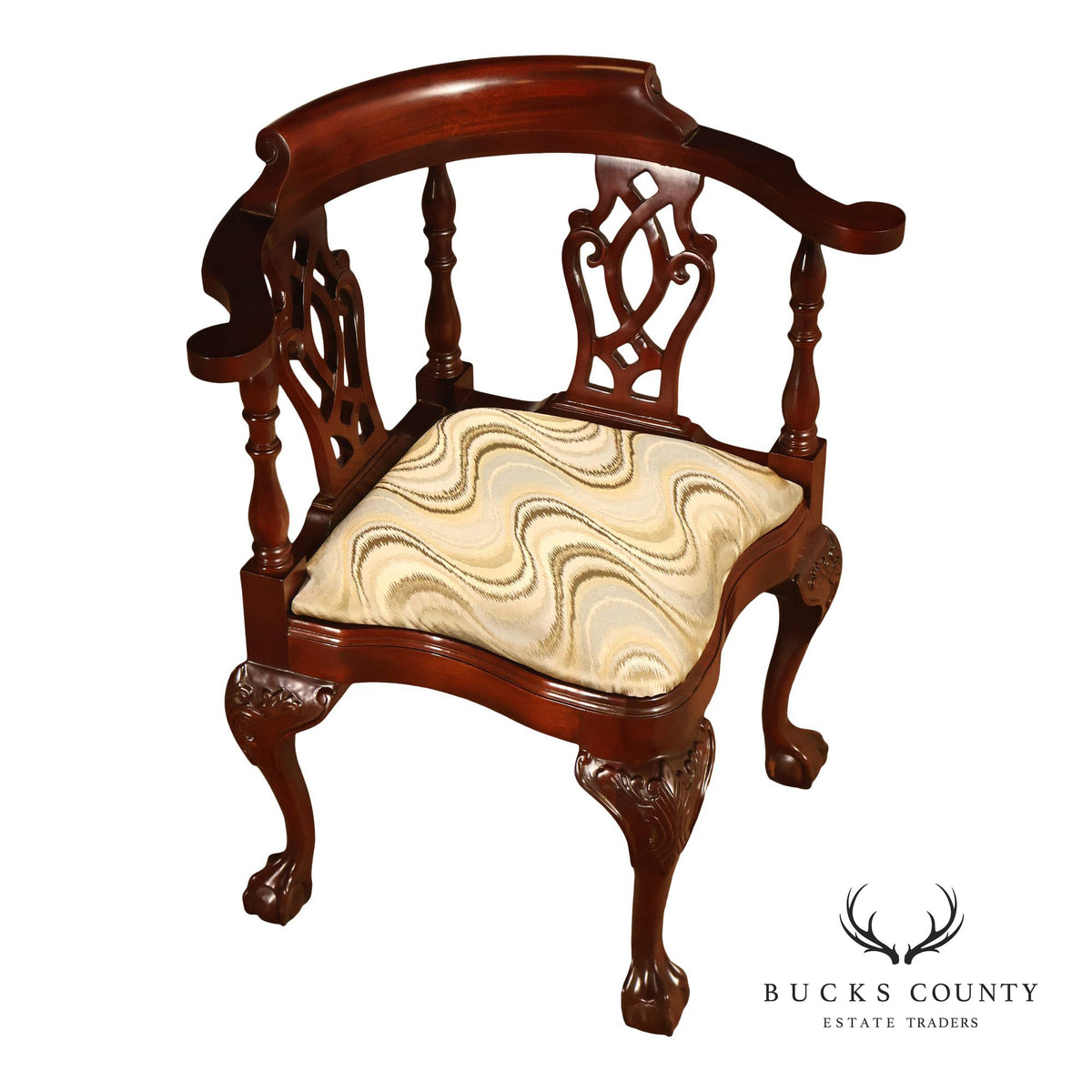 Statesville Chippendale Style Mahogany Corner Chair