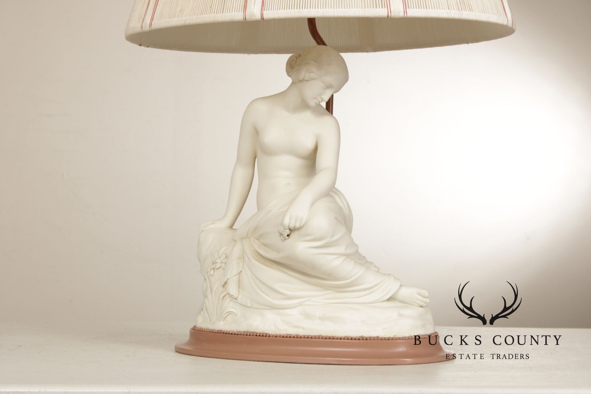 William Calder Marshall Bisque 'Resignation' Table Lamp