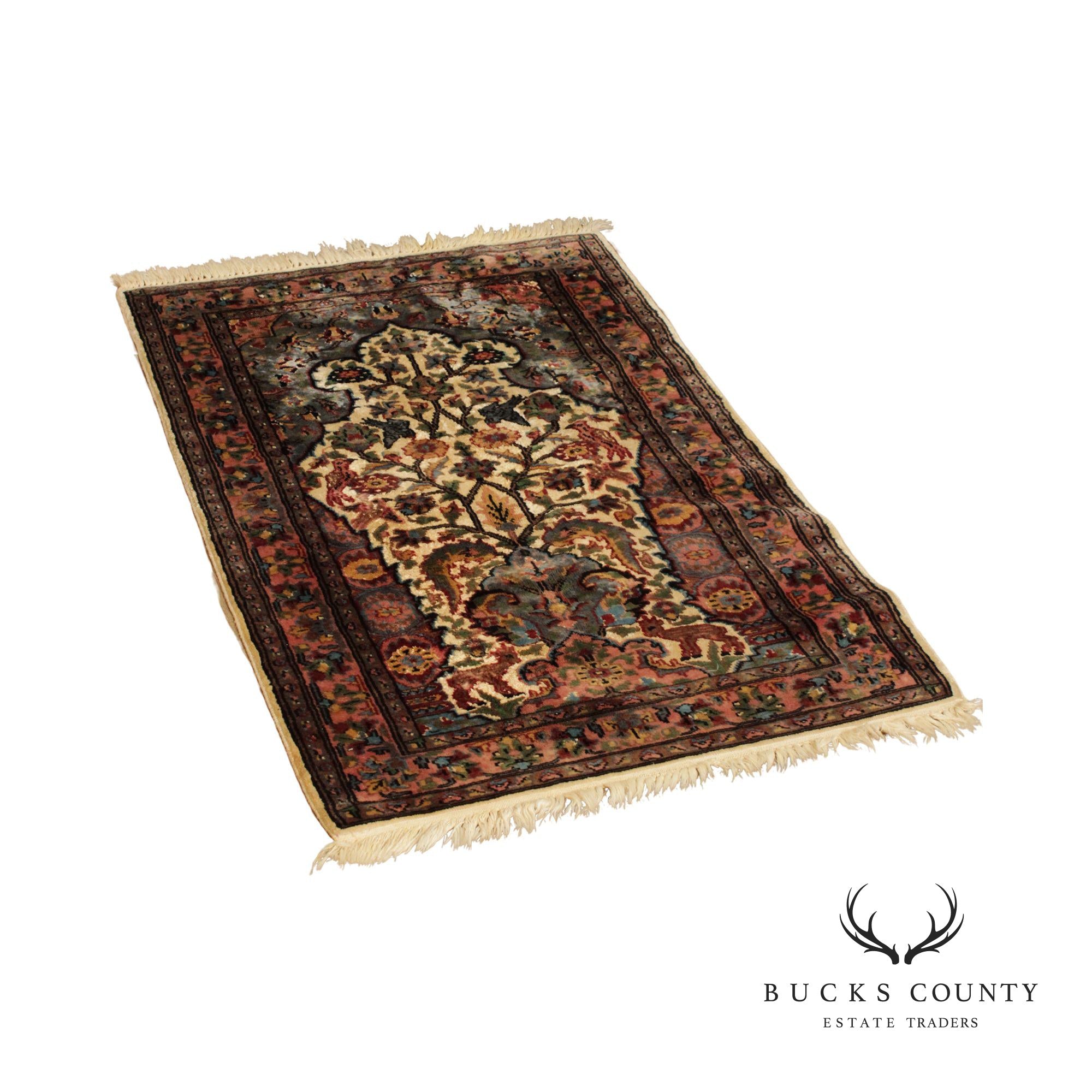 Persian Qum Style Wool Prayer Rug 4' X 2'